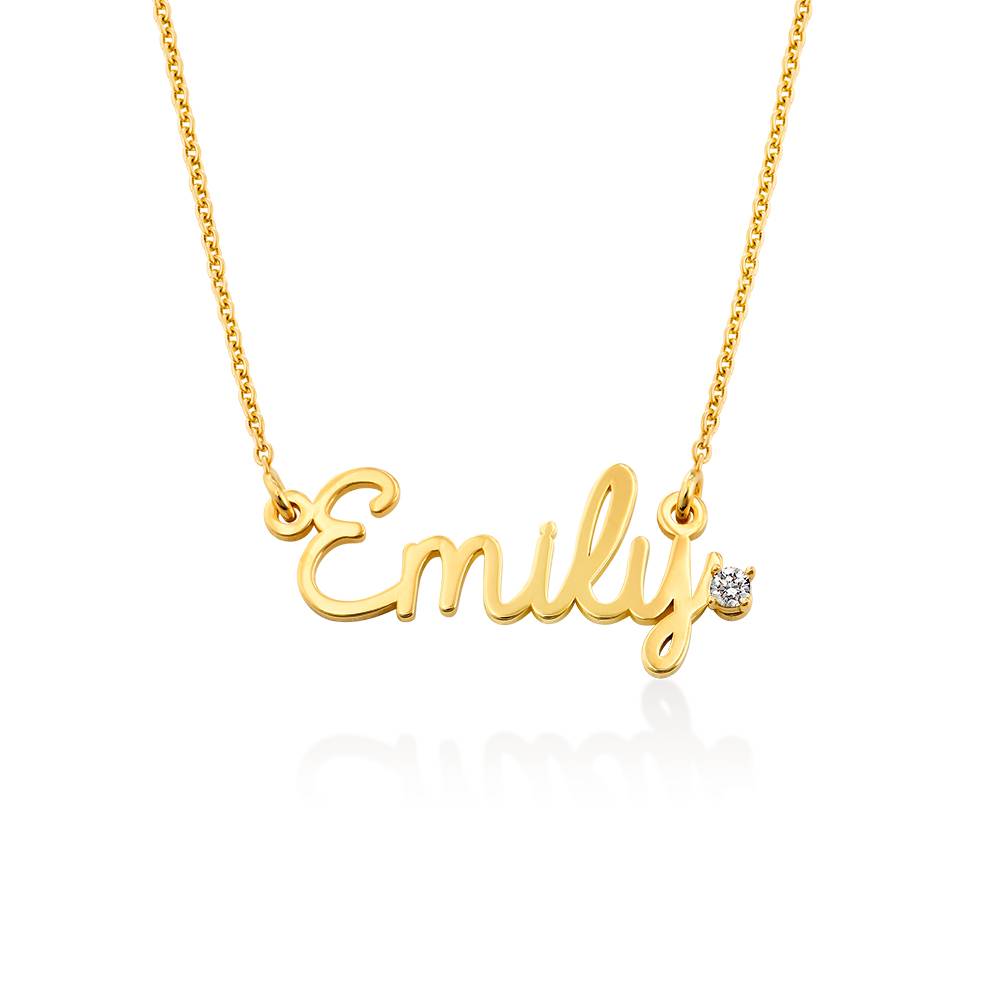 Cursive Name Necklace in Gold Vermeil with Diamond