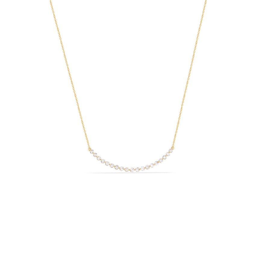 Curved Bar Necklace With Diamonds