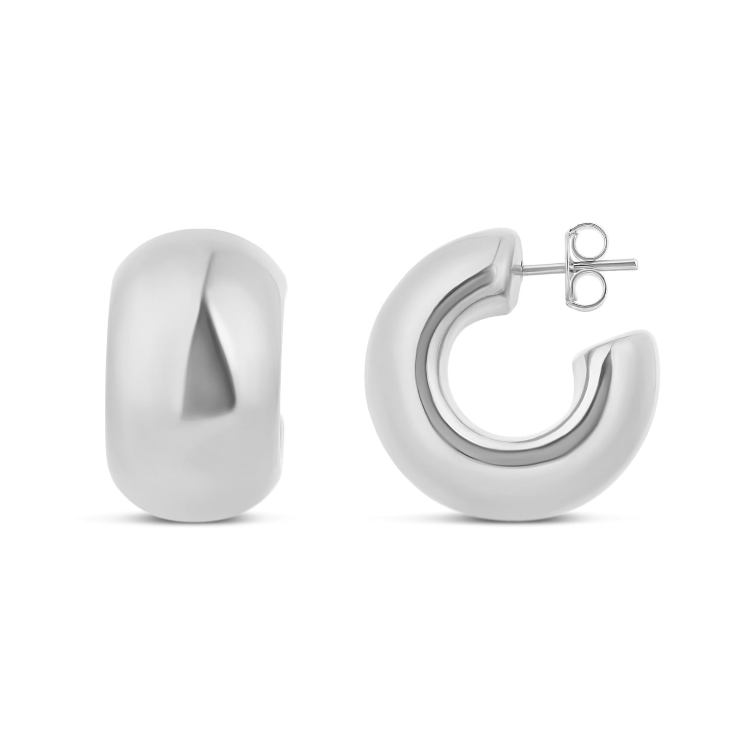 Curved Chunky Hoops - Silver