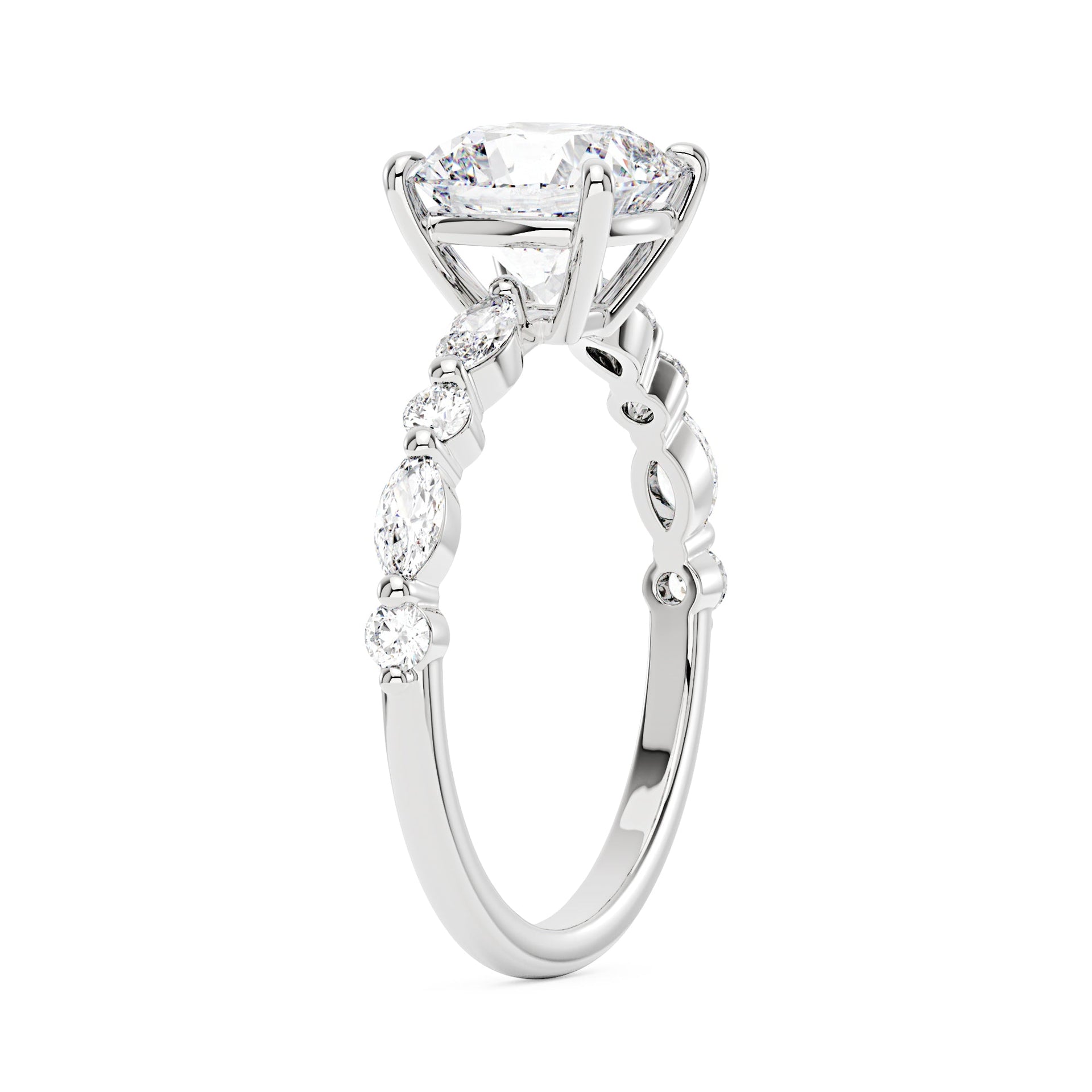 2 Carat Cushion Cut Moissanite Accented Band Engagement Ring