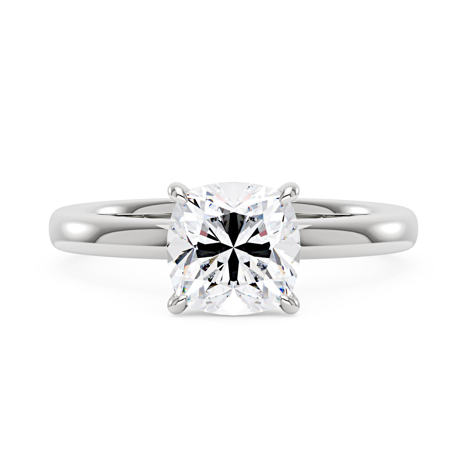 2 Carat Cushion-Cut Moissanite Solitaire Engagement Ring