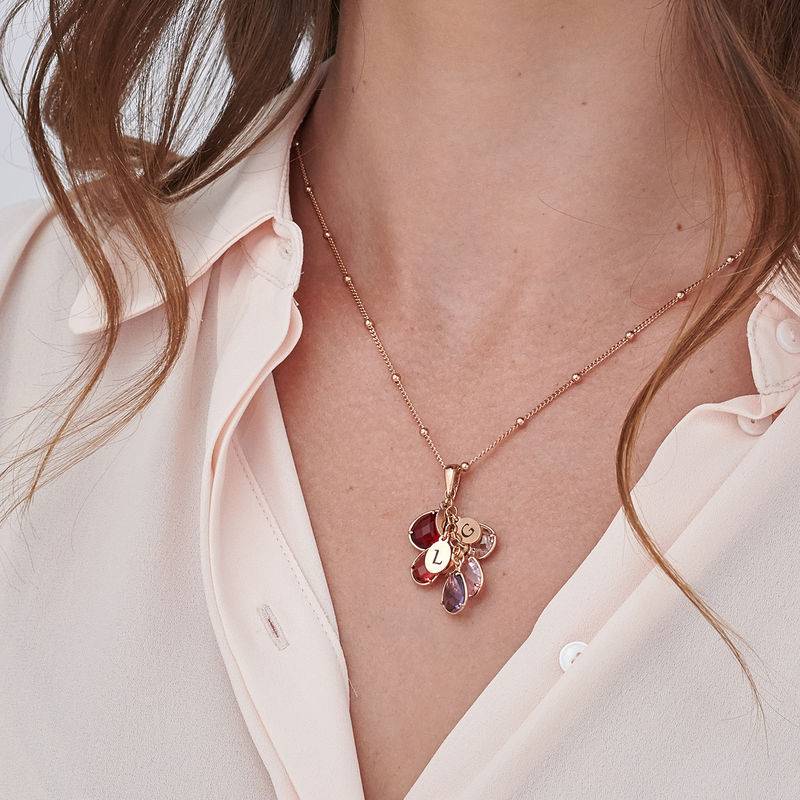 Presents for Mom - Custom Initials Birthstone Necklace for Mom in Rose Gold Plating