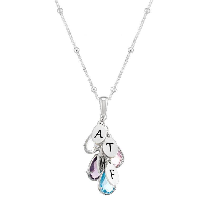 Meaningful Gifts for Mom - Custom Initials Birthstone Necklace for Mom in Silver