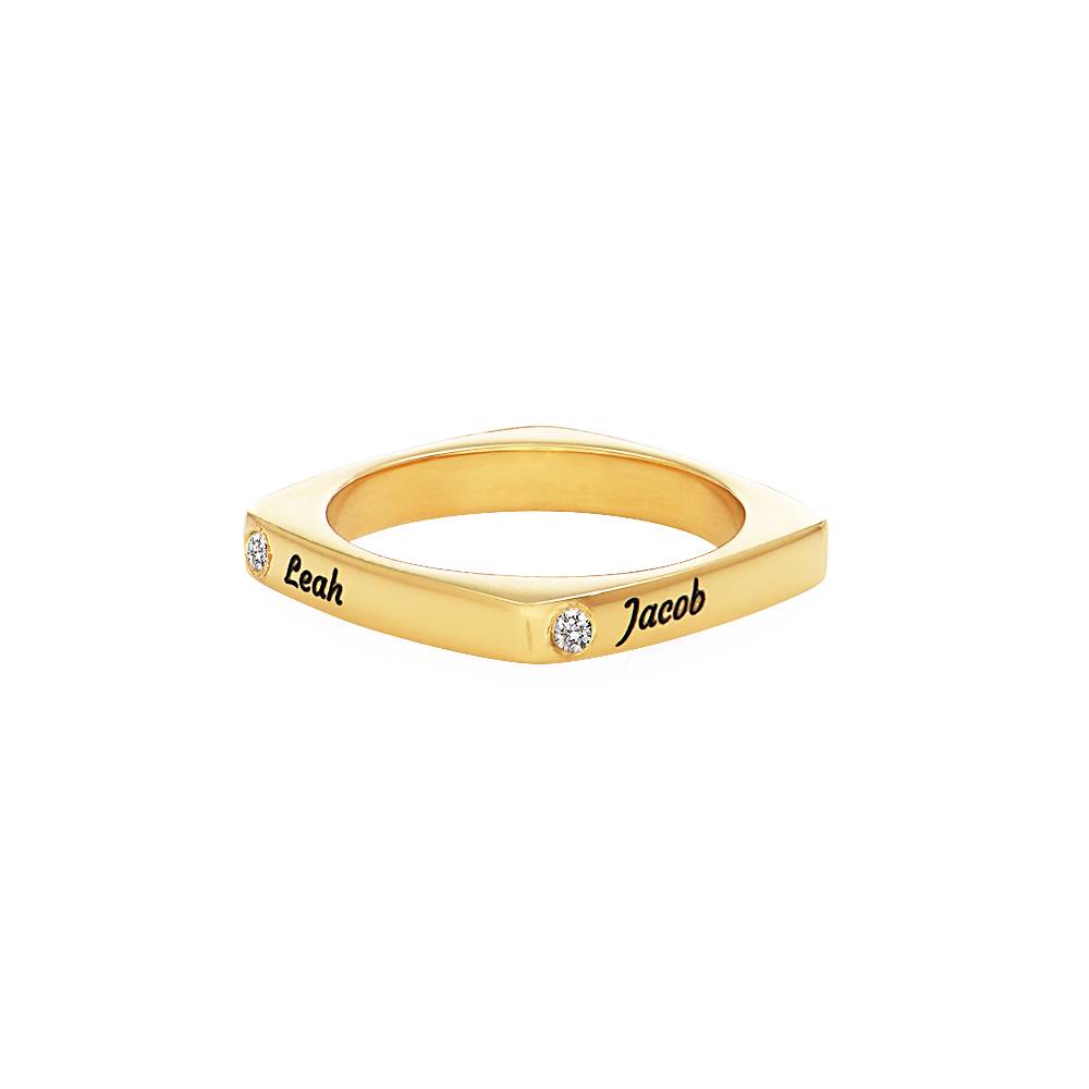 Custom Diamond Square Ring in 18k Gold Vermeil