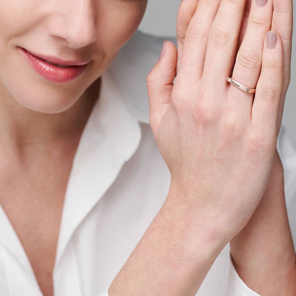 Iris Custom Diamond Square Ring in 18k Rose Gold Vermeil