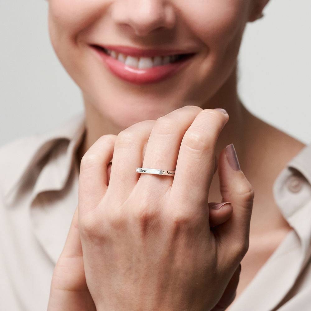 Custom Diamond Square Ring in Sterling Silver