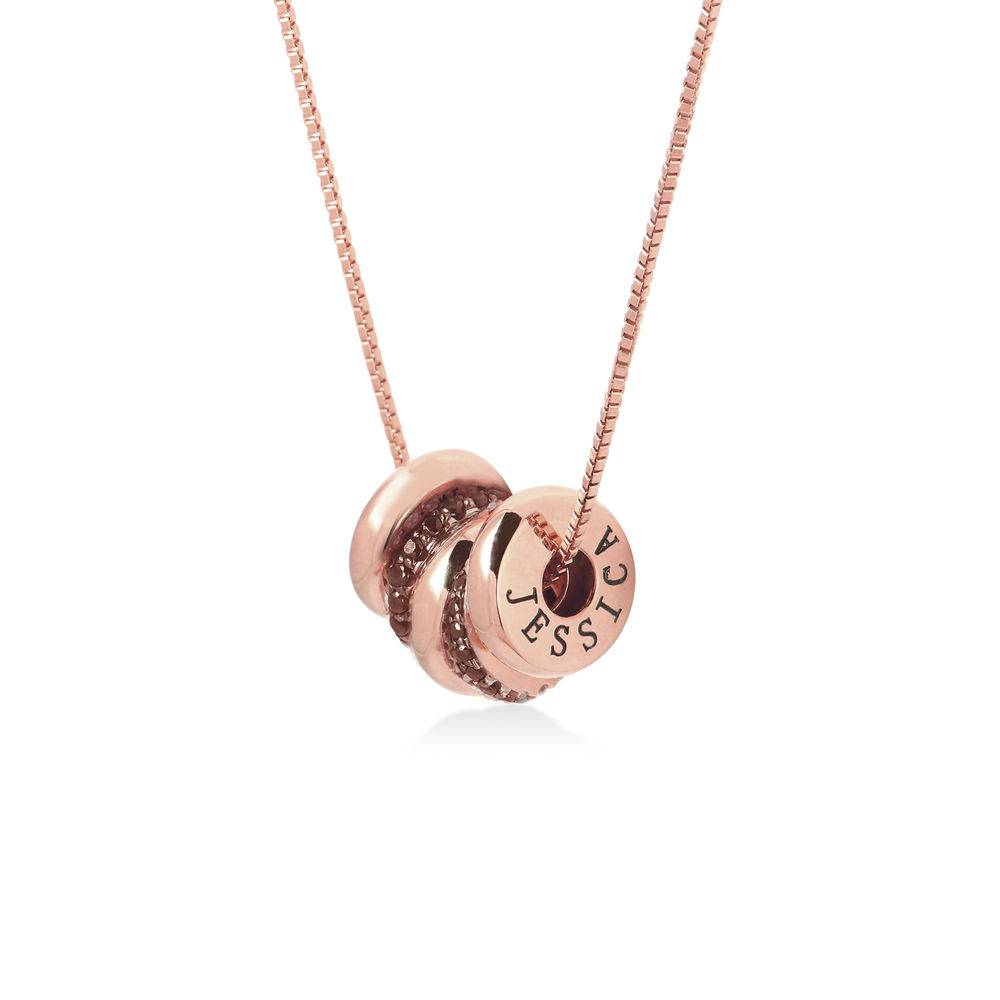 Custom Engraved Beads Necklace in Rose Gold Plating - Fashion Mom Necklace - Rose Gold Jewelry - Name Jewelry for Mom