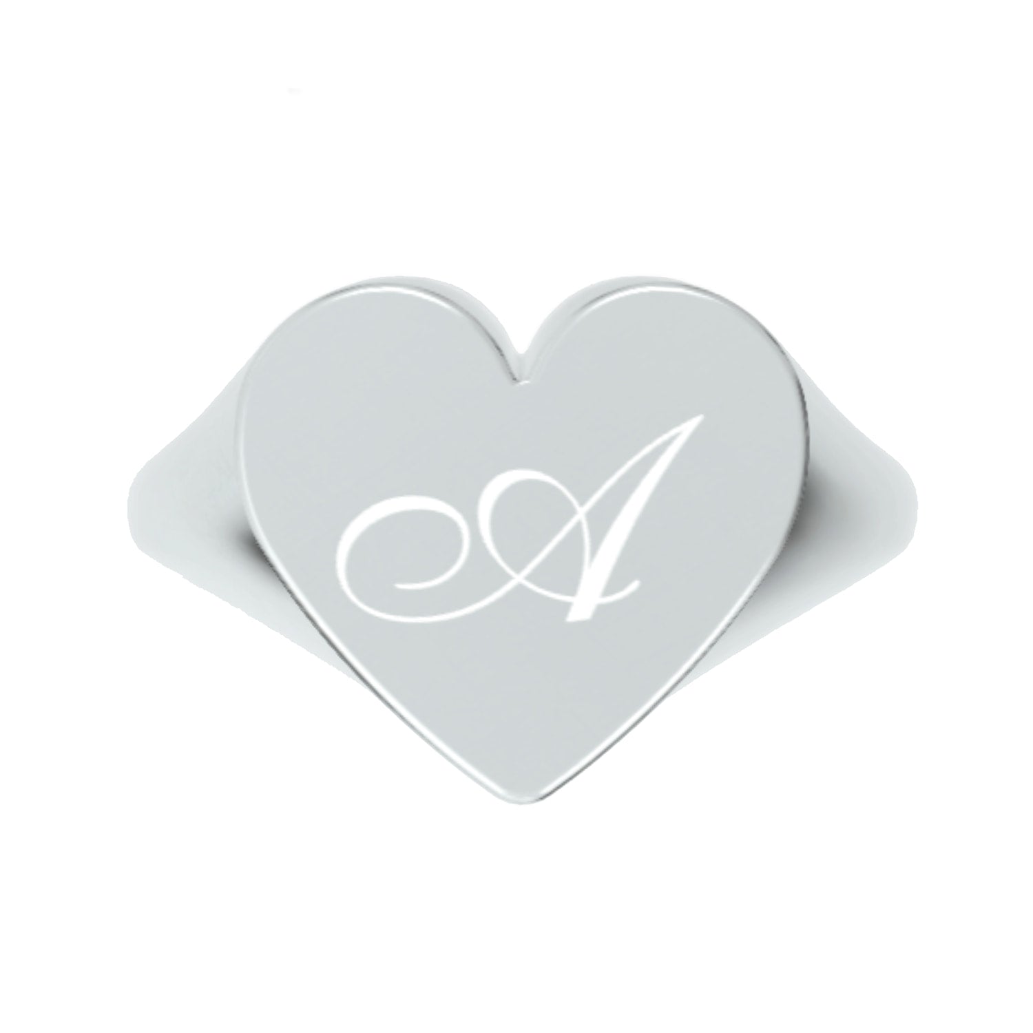 Custom Heart Shaped Chevalier Ring In Sterling Silver With -A- Initial