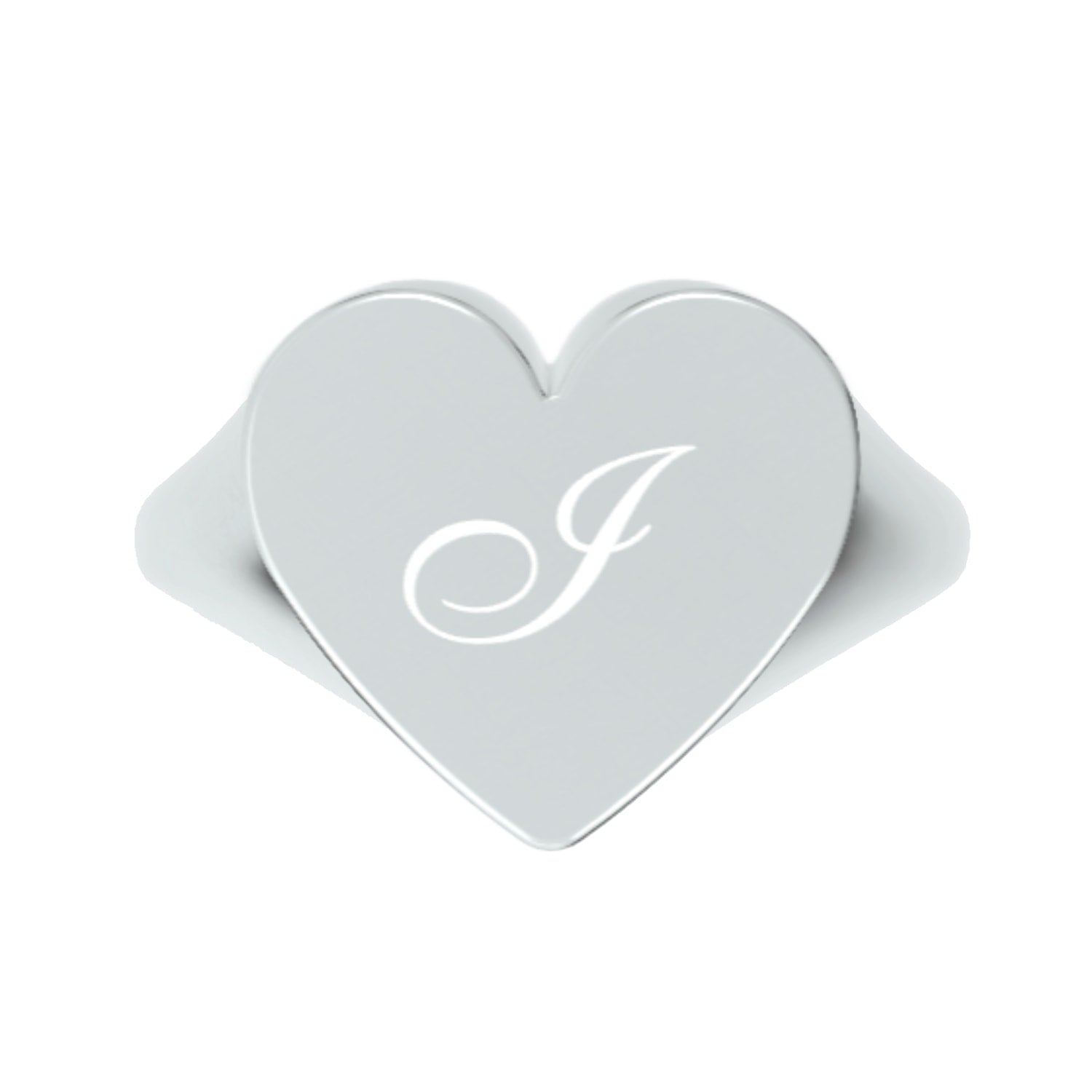 Custom Heart Shaped Chevalier Ring In Sterling Silver With -I- Initial