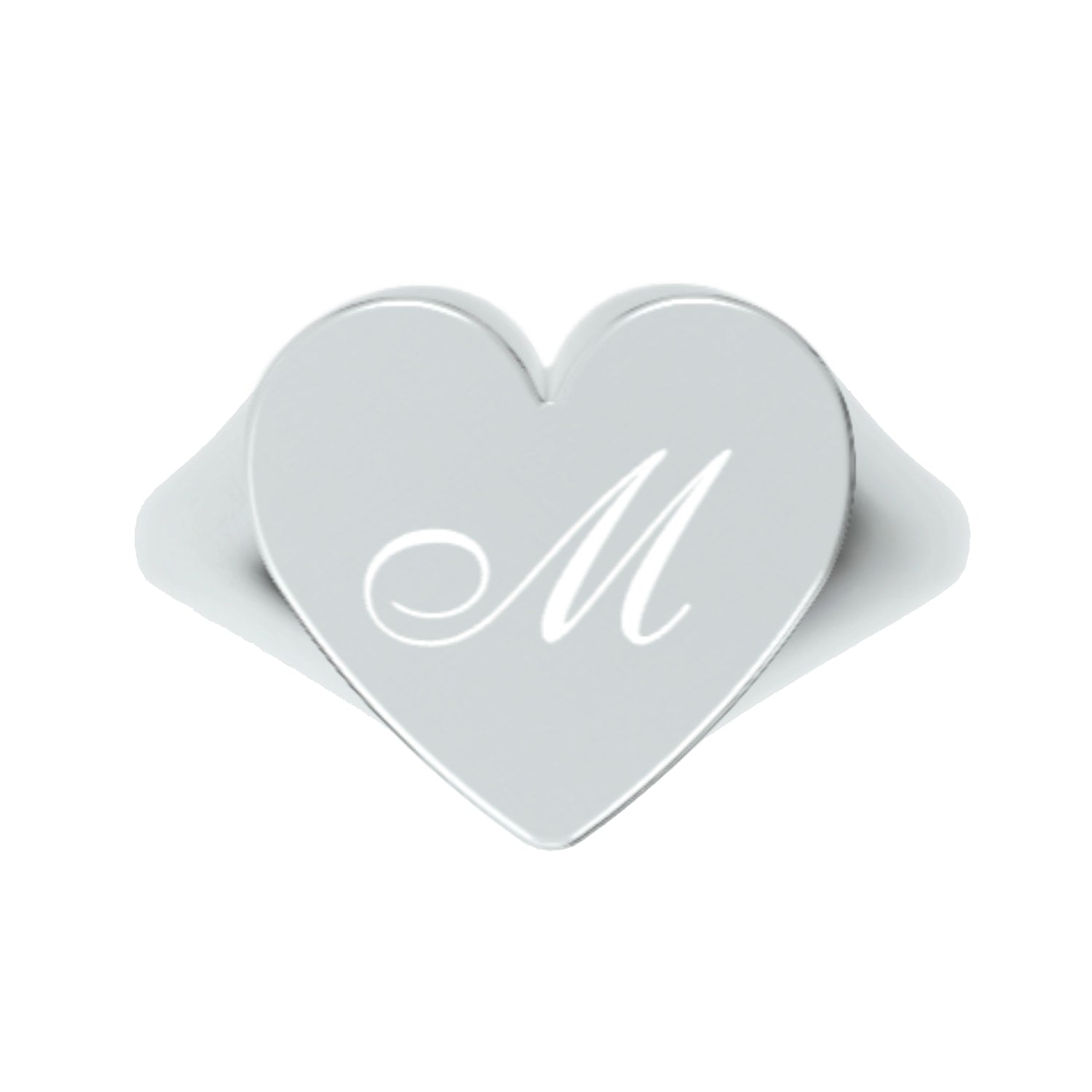 Custom Heart Shaped Chevalier Ring In Sterling Silver With -M- Initial
