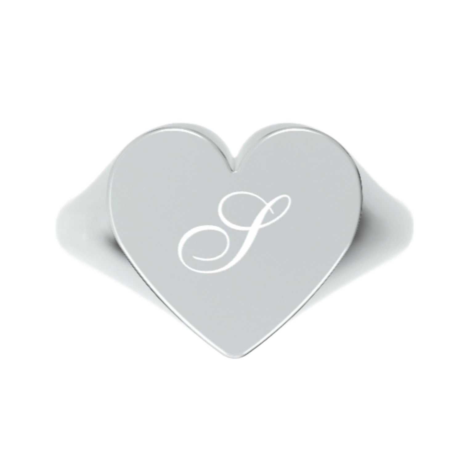 Custom Heart Shaped Chevalier Ring In Sterling Silver With -S- Initial
