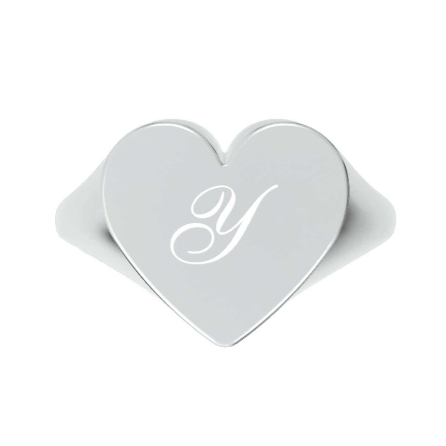 Custom Heart Shaped Chevalier Ring In Sterling Silver With -Y- Initial
