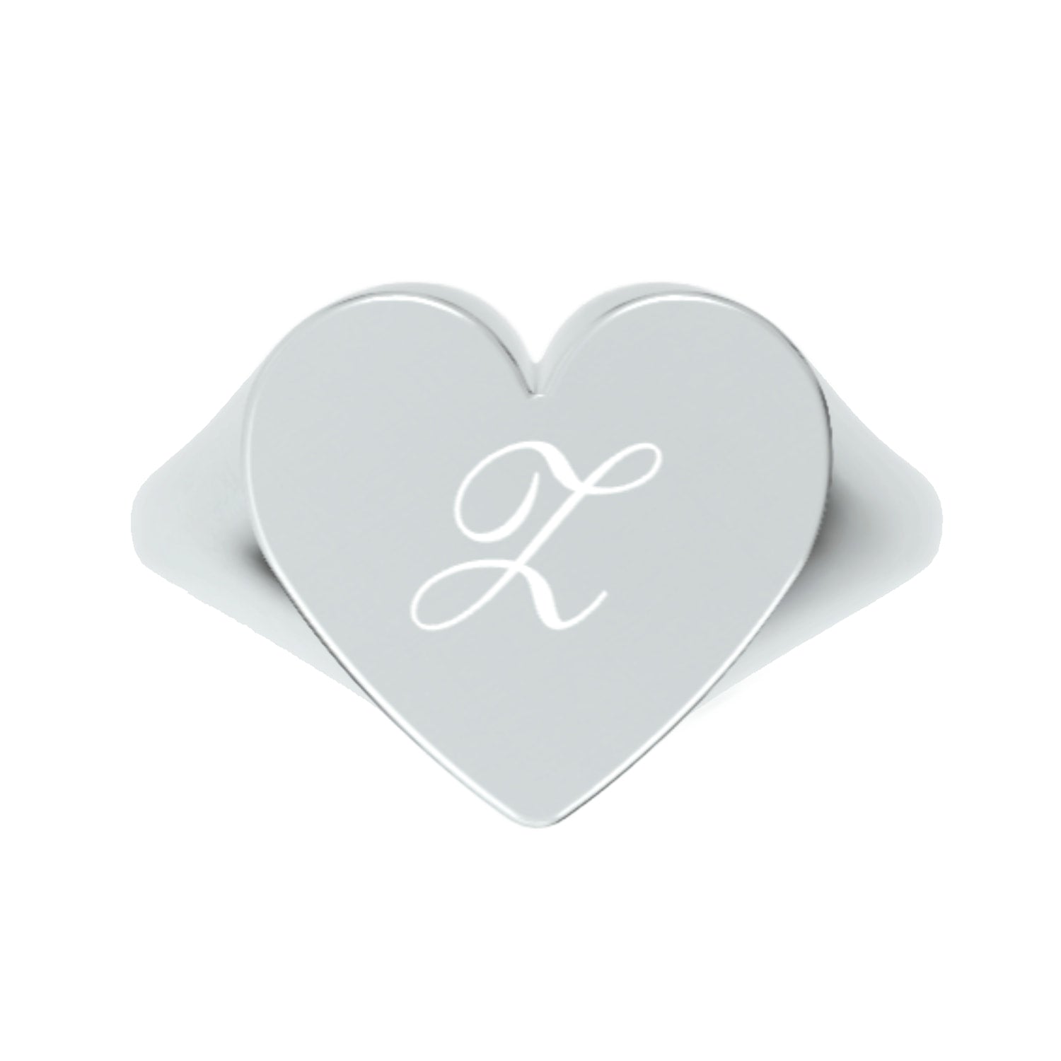 Custom Heart Shaped Chevalier Ring In Sterling Silver With -Z- Initial