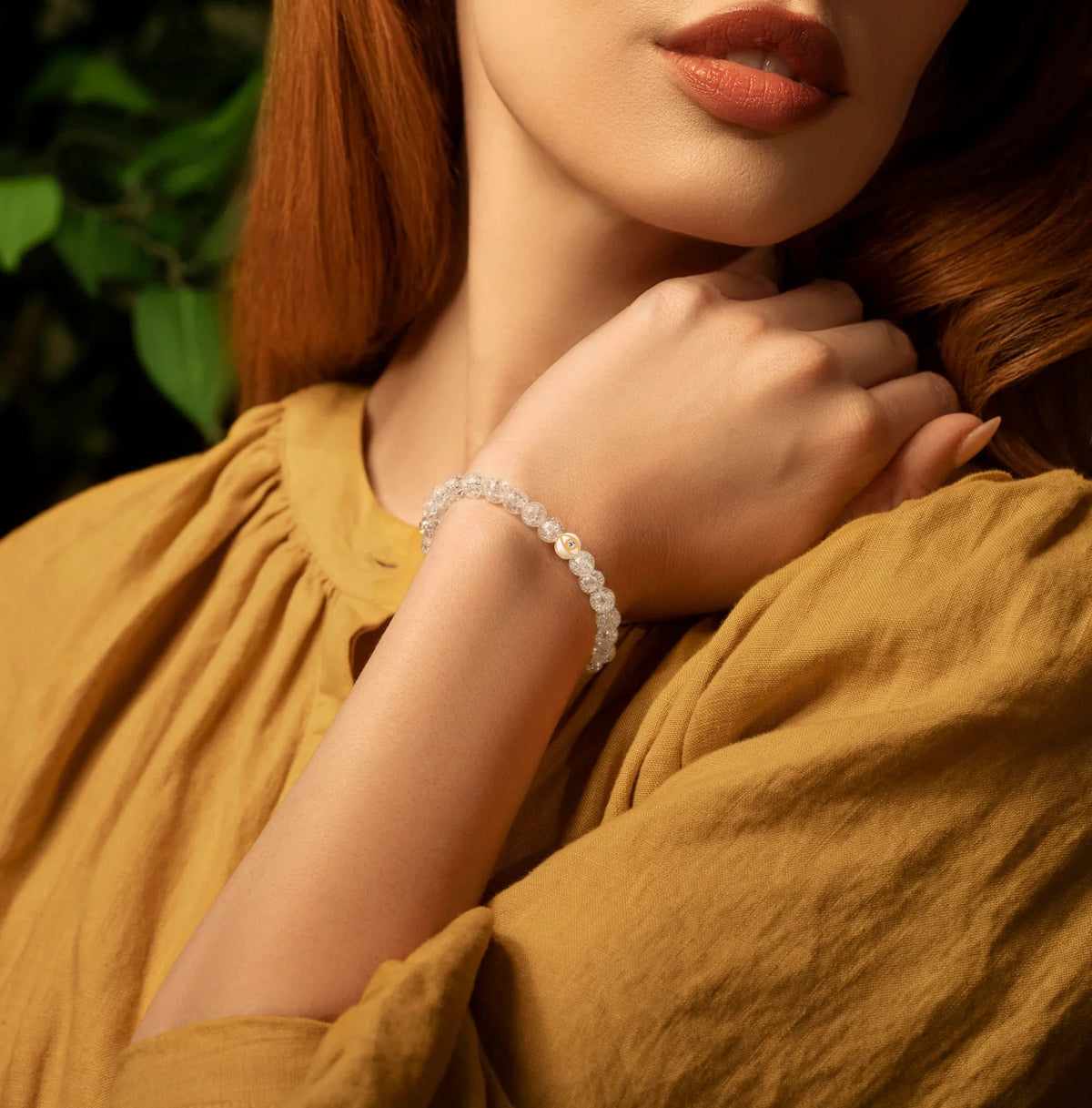 Utmost Clarity Crystal Quartz April Birthstone Evil Eye Bracelet
