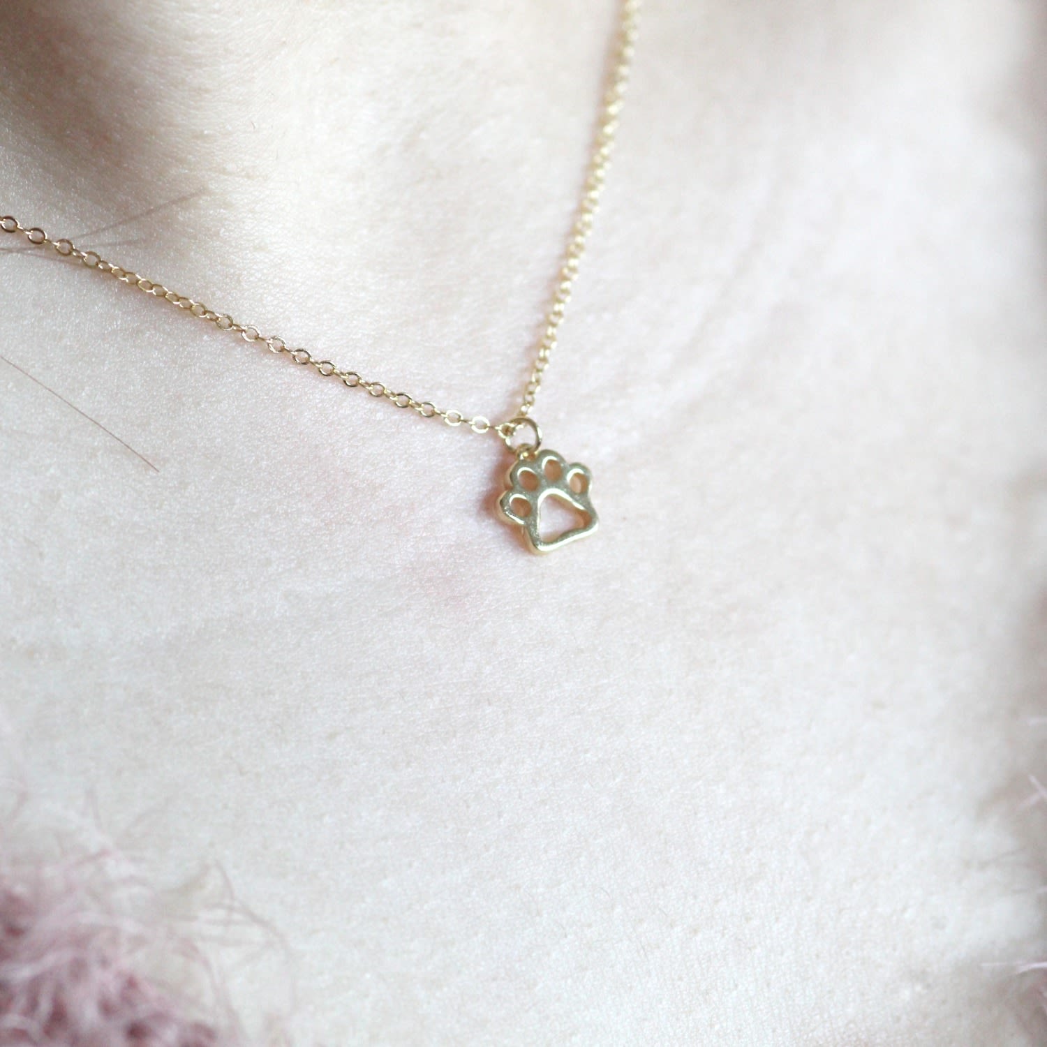 Cute Dog Paw Gold Necklace