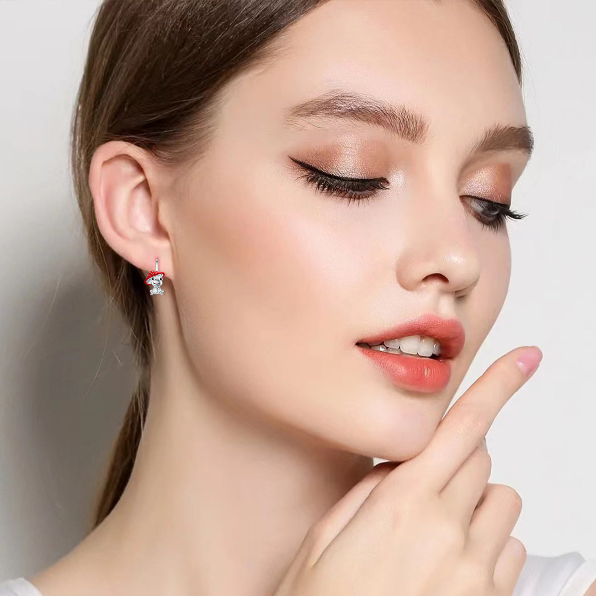 Sterling Silver Frog & Mushroom Lever-back Earrings