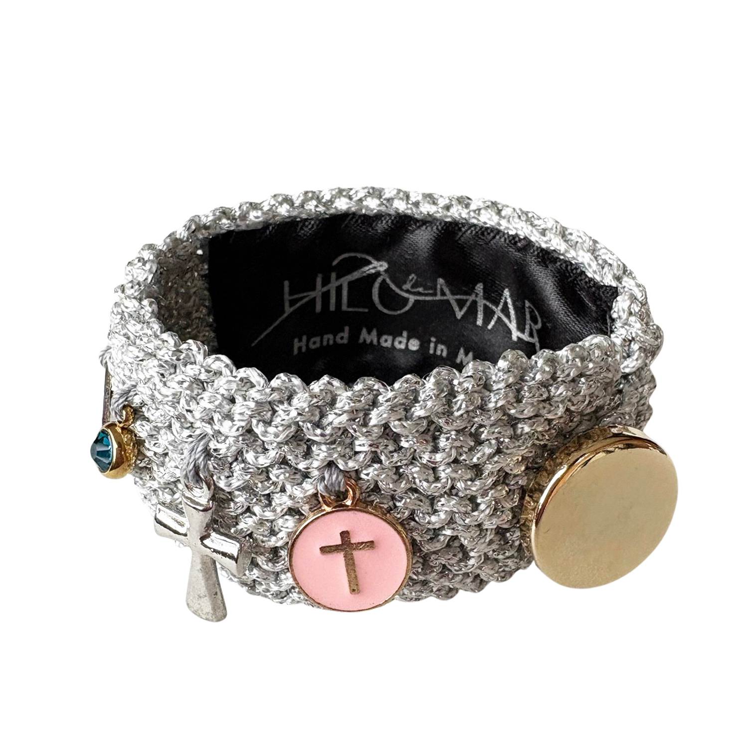 Cute Narrow Bracelet | Hand Knitted | Silver