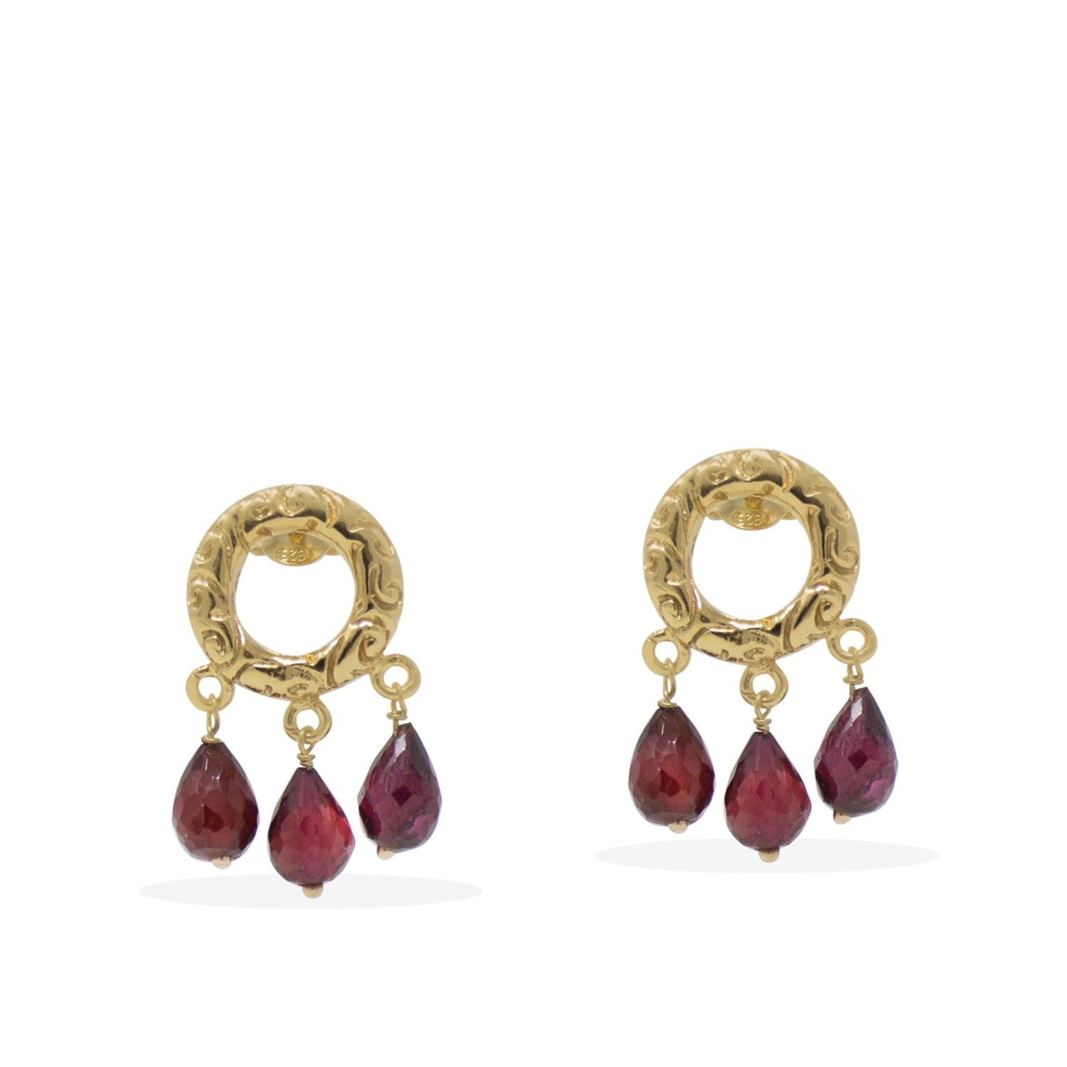 Liberty Gold Vermeil Garnet Stud Earrings