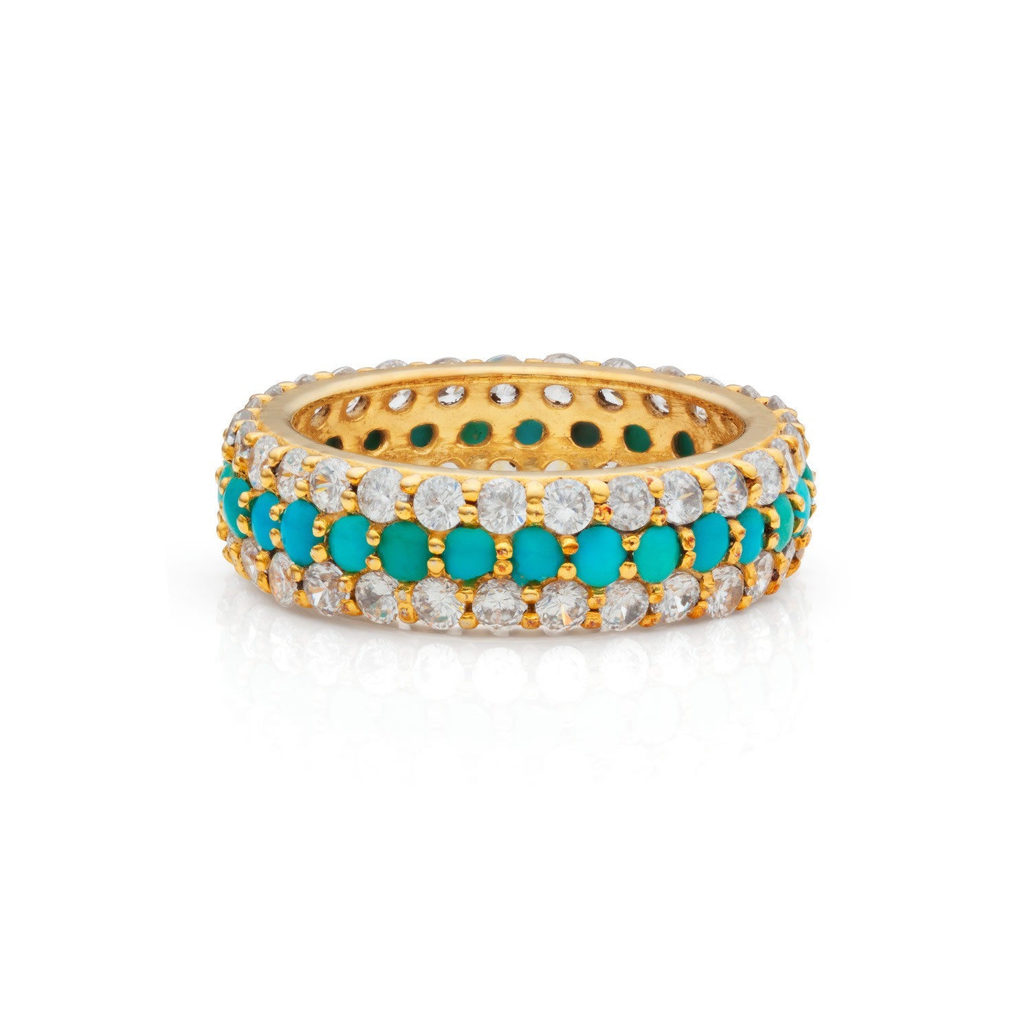 14K Blue, Gold Plated Dome Ring - Turquoise