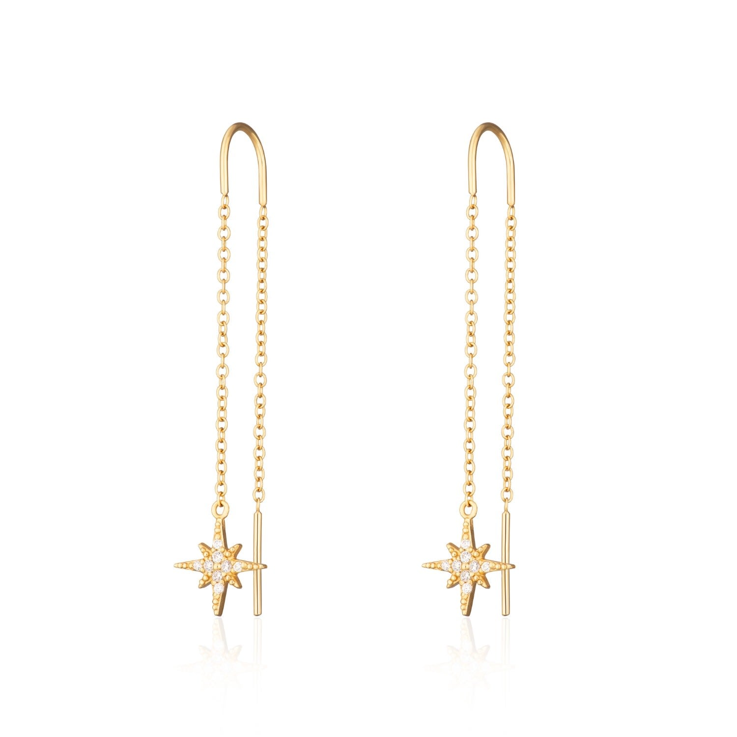 Gold Starburst Threader Earrings