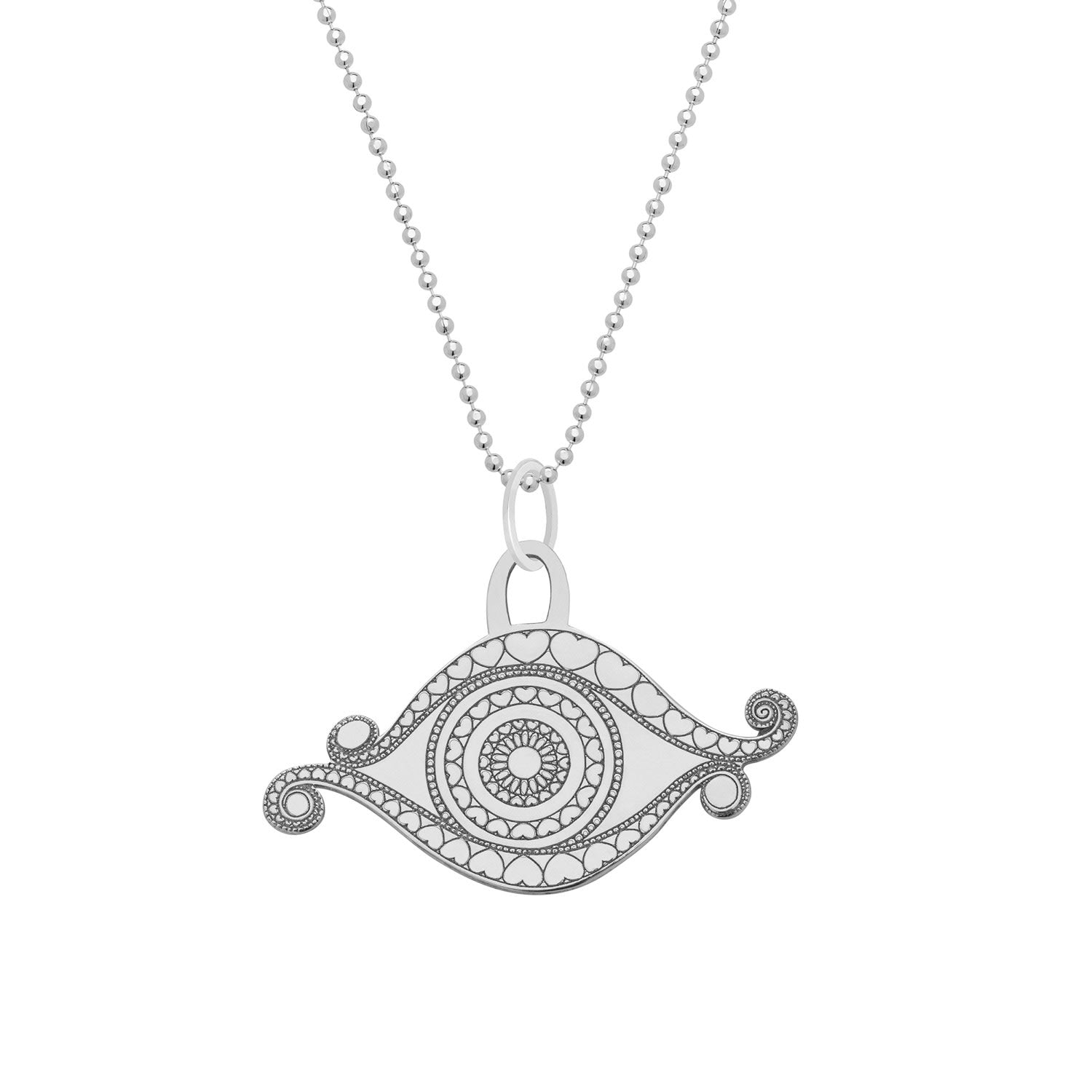 Medium Silver Evil Eye Pendant Necklace