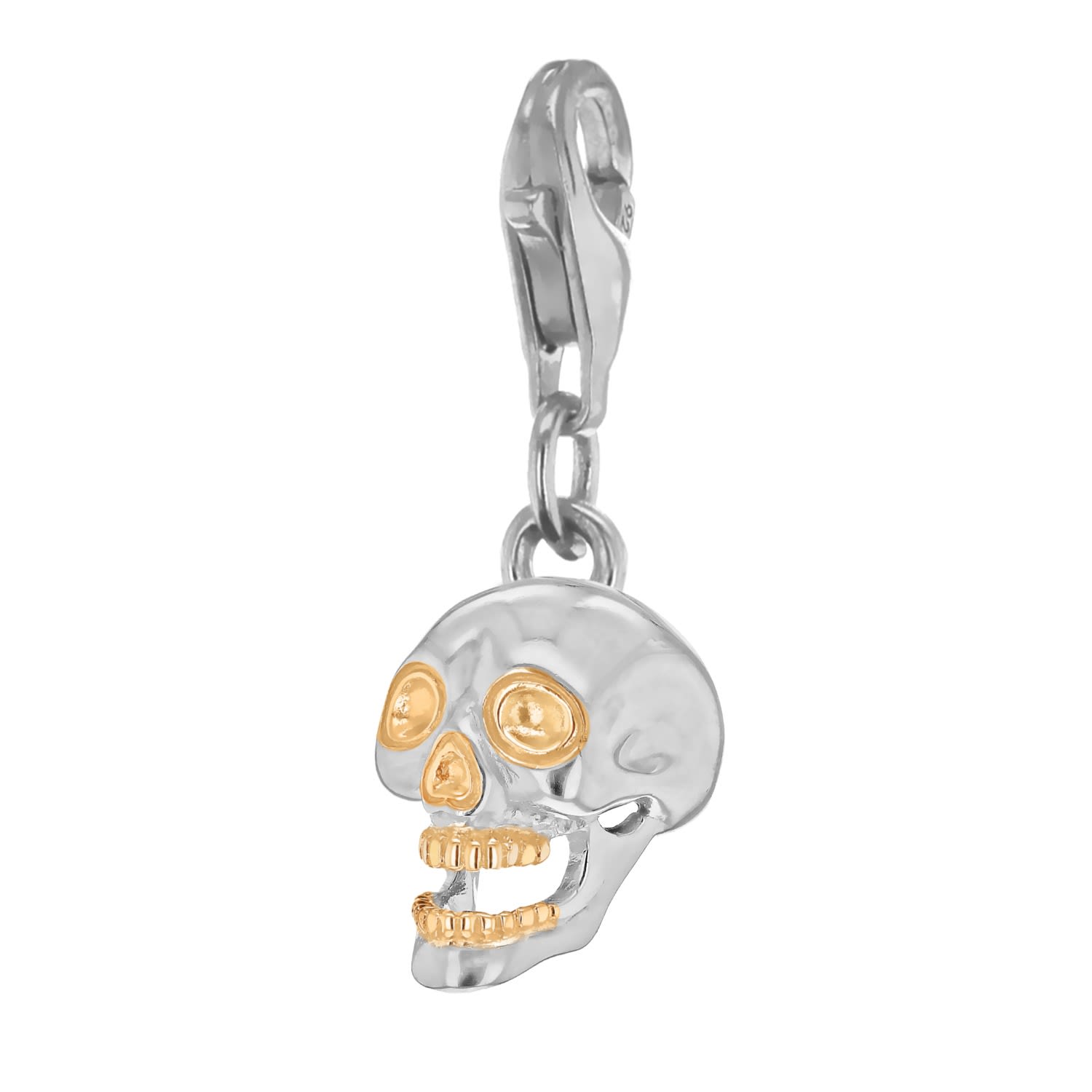 Mixed Metal Skull Charm Silver/Gold