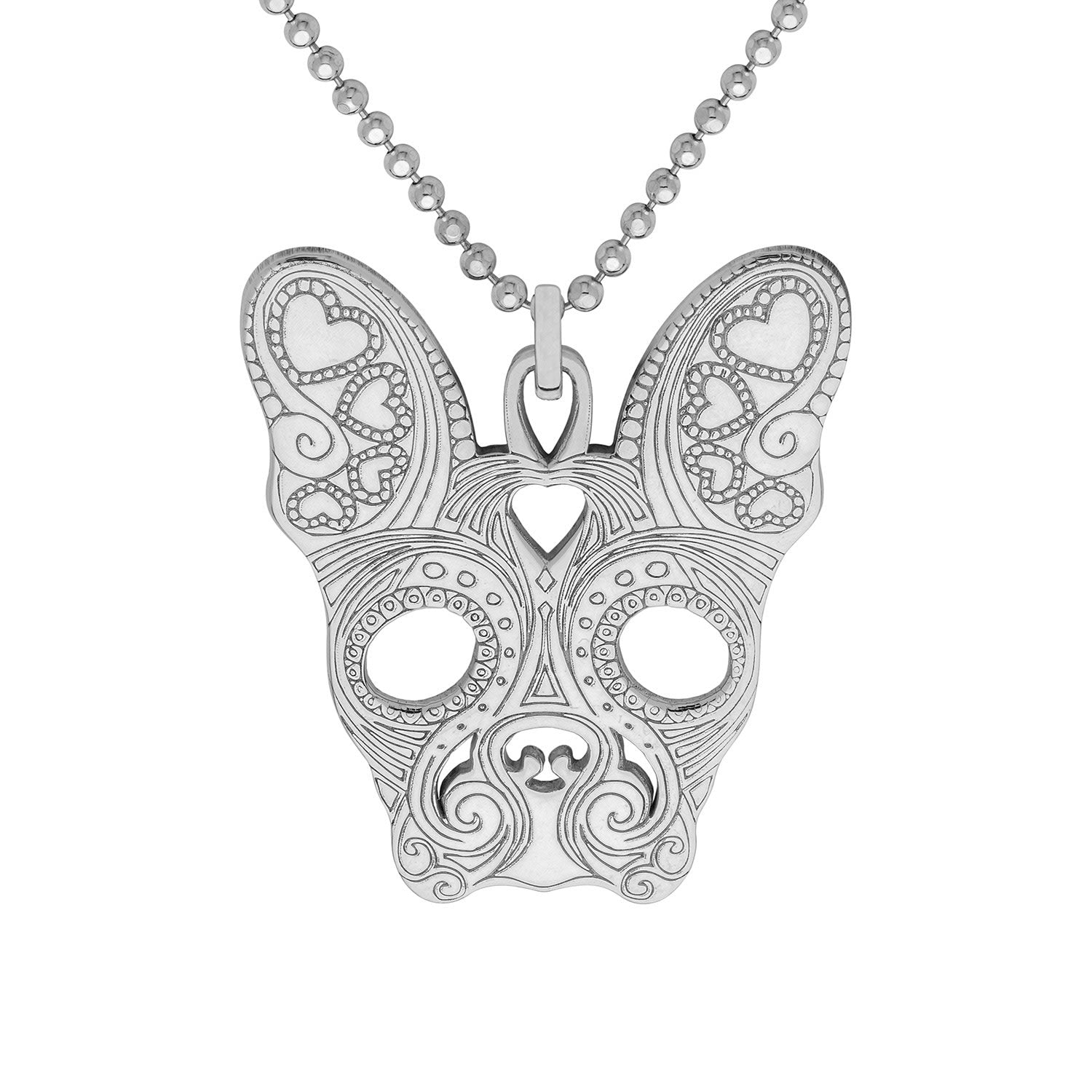 Small Silver French Bulldog Pendant Necklace