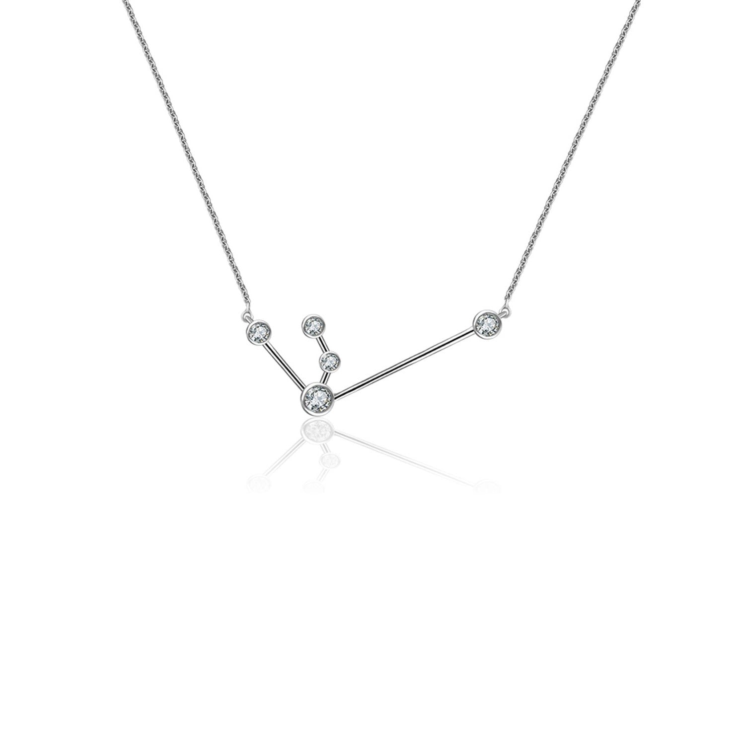Aquarius Zodiac Constellation Necklace 18K White Gold & Diamond