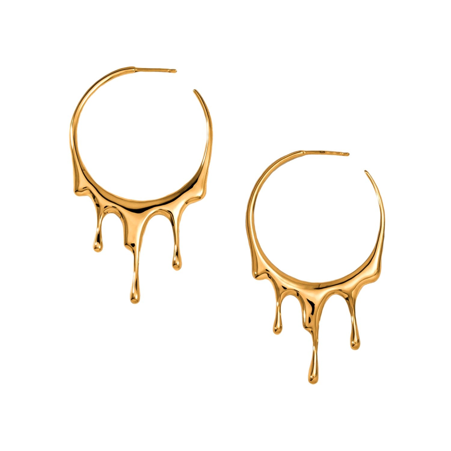 Dripping Circular M-2 Gold Vermeil Hoop Earrings