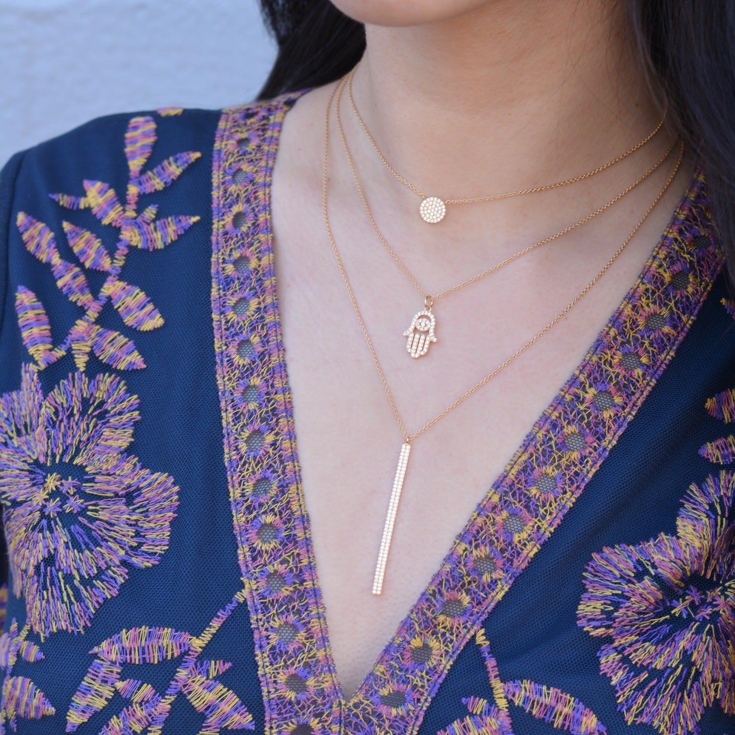 Pave Disk With Crystals - Silver