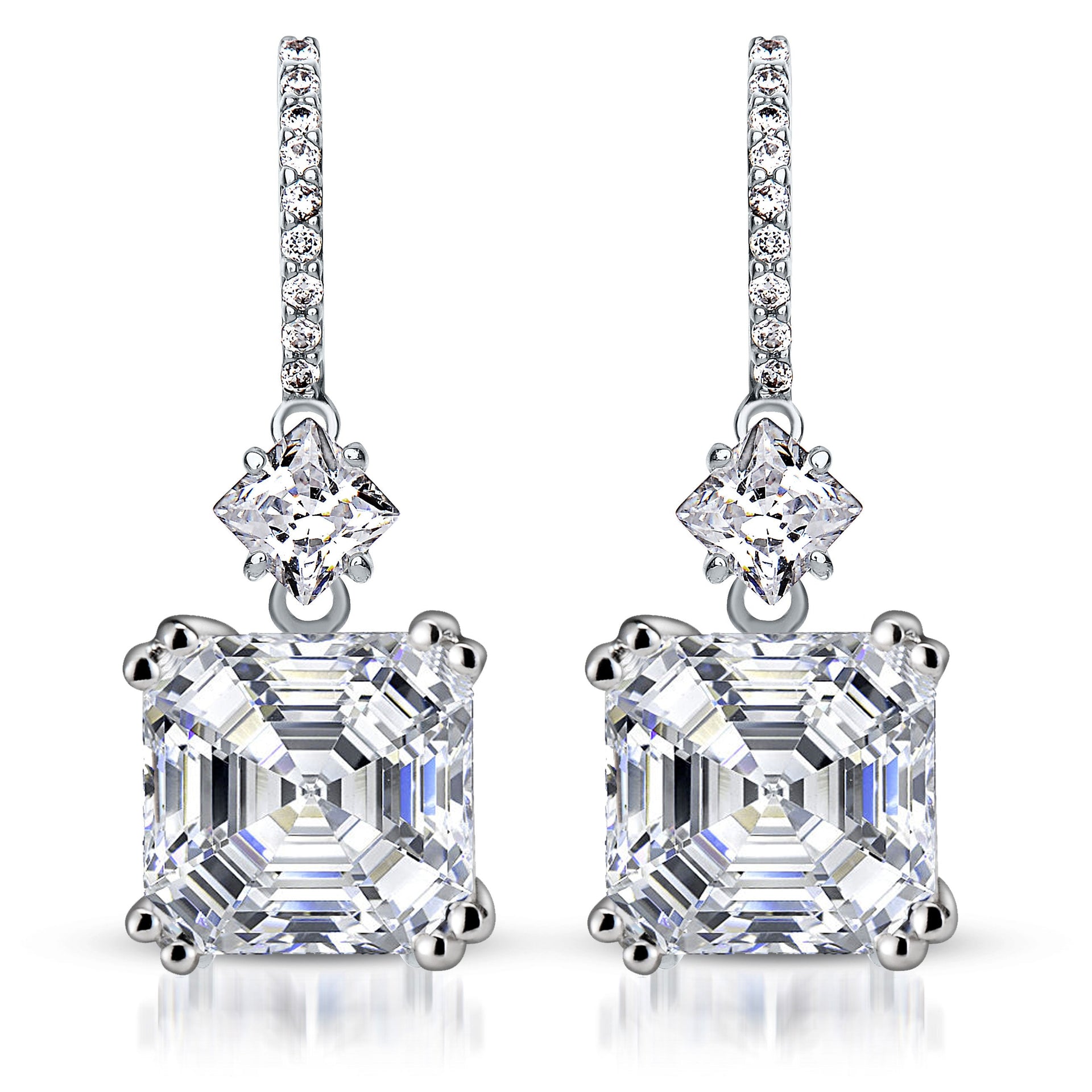 Cz Asscher Cut Dangling Earring