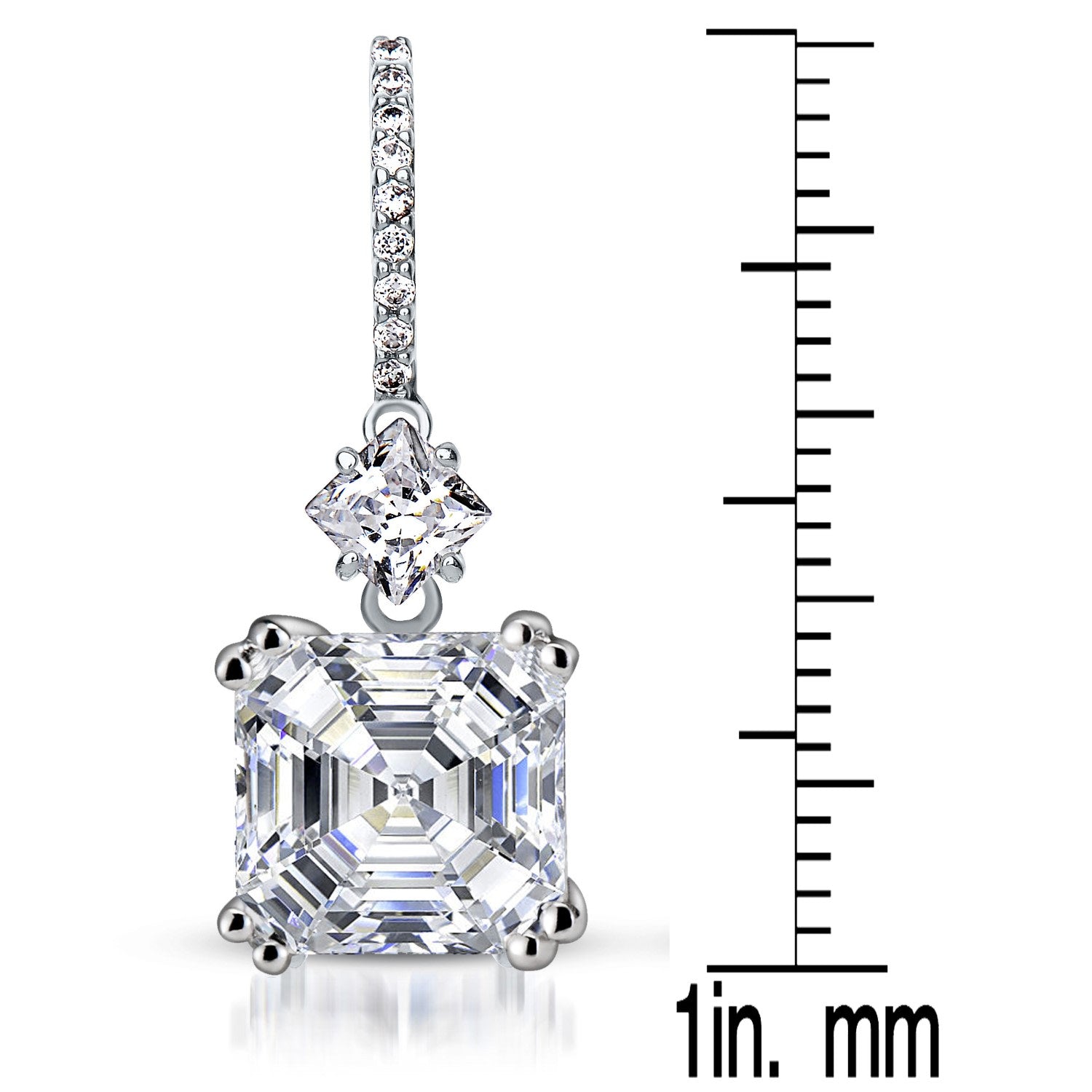 Cz Asscher Cut Dangling Earring