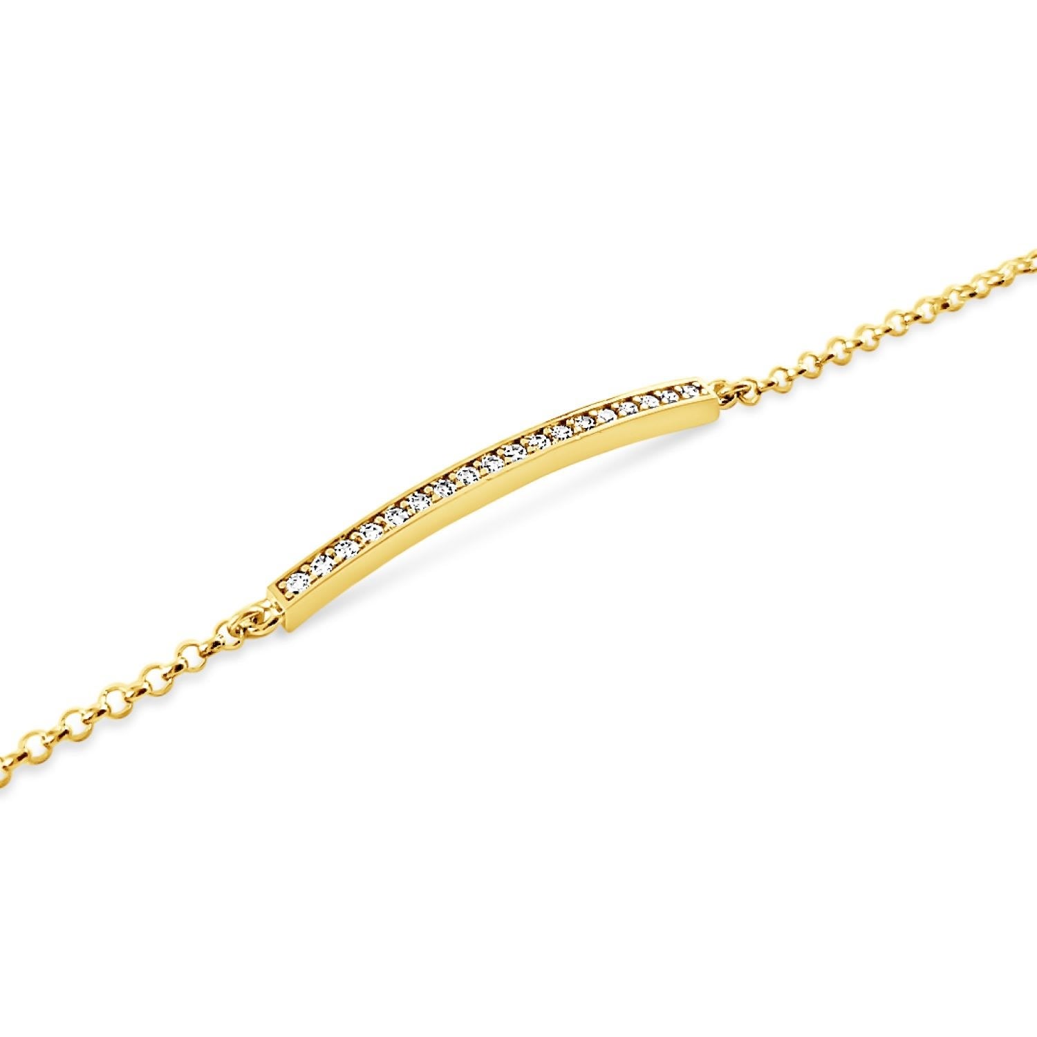 Cz Curved Bar Bracelet-Gold