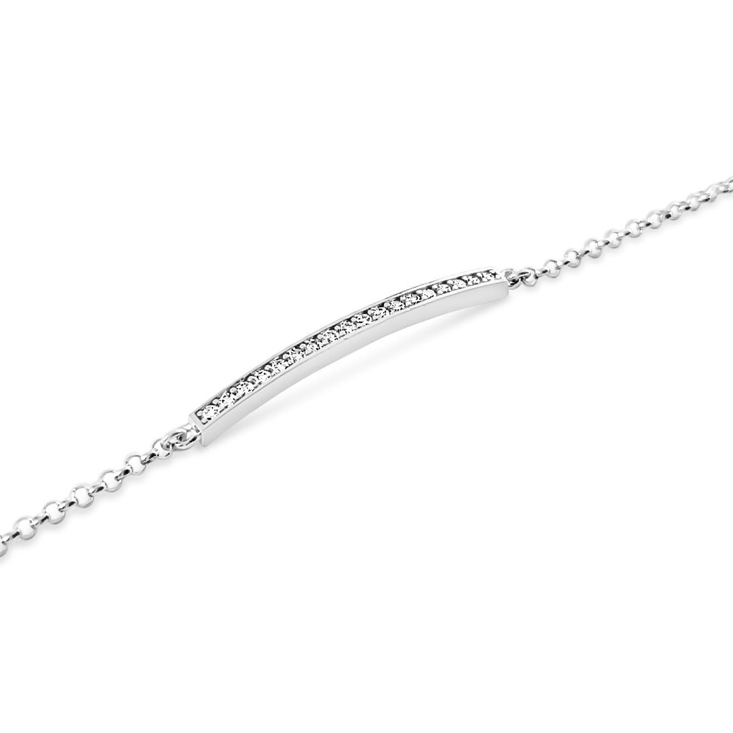 Cz Curved Bar Bracelet