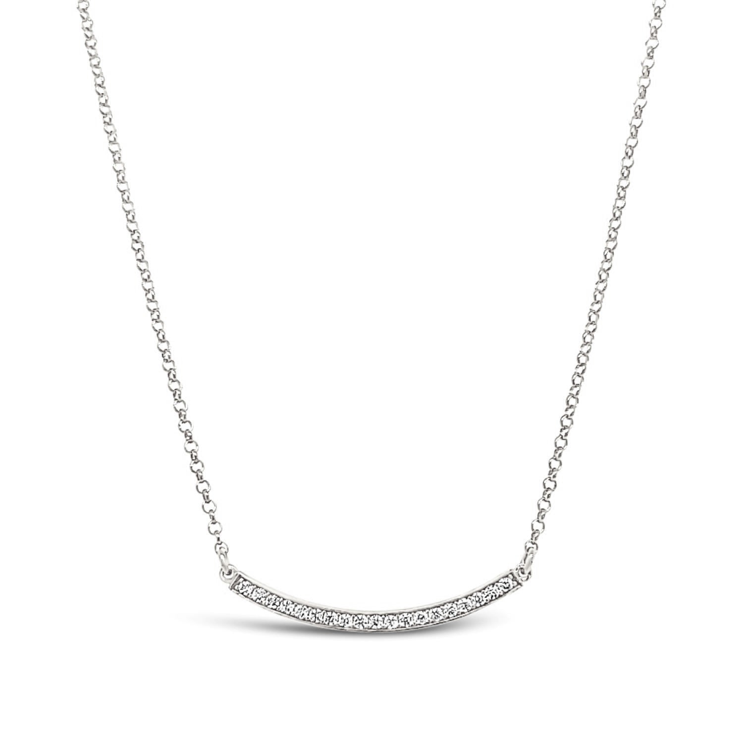 Cz Curved Bar Necklace
