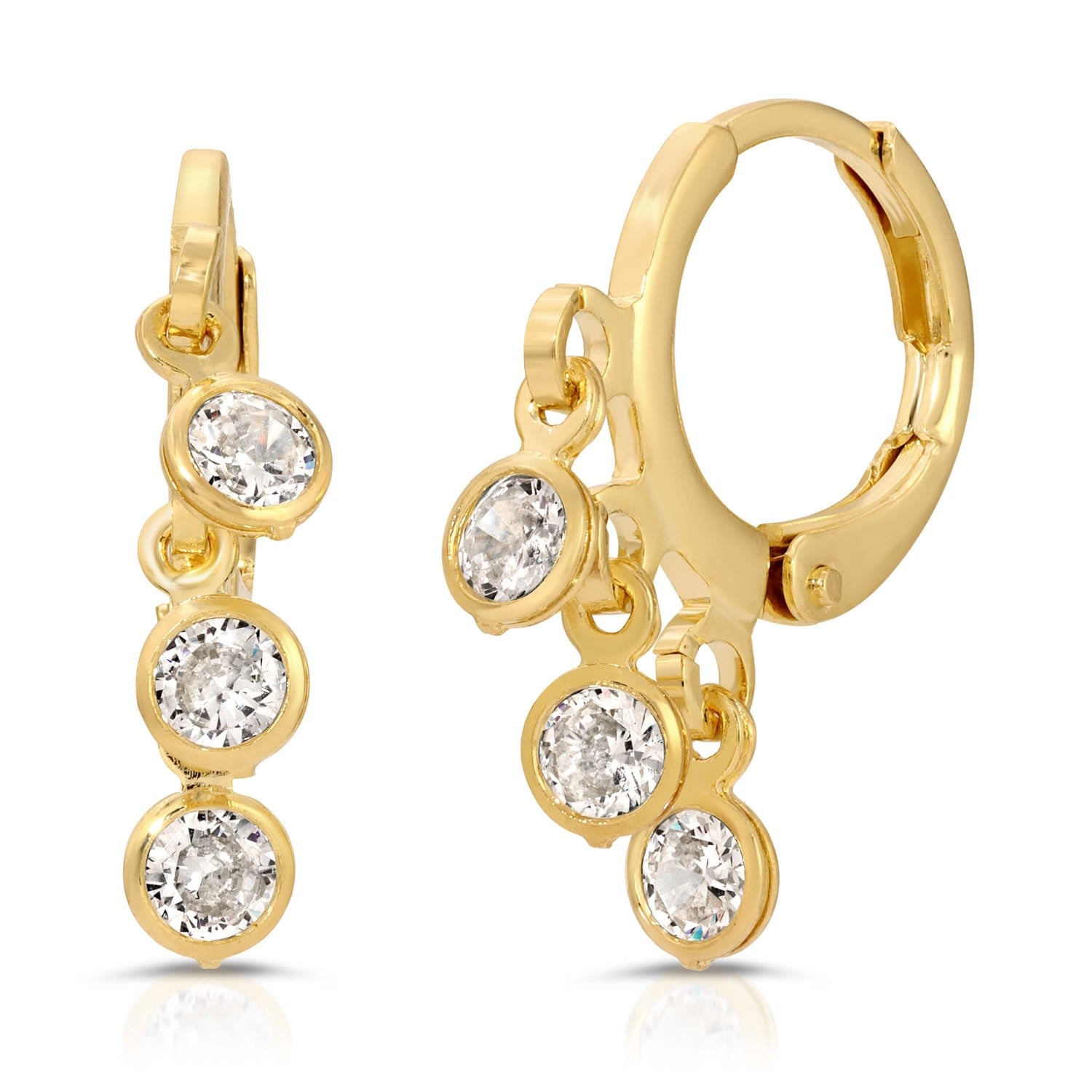 Cz Shaker Huggie Hoops