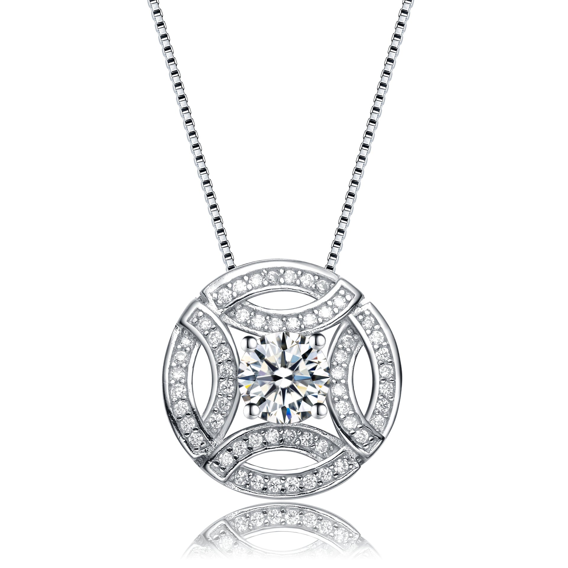 Cz White Cubic Zirconia Accent Round Pendant Necklace