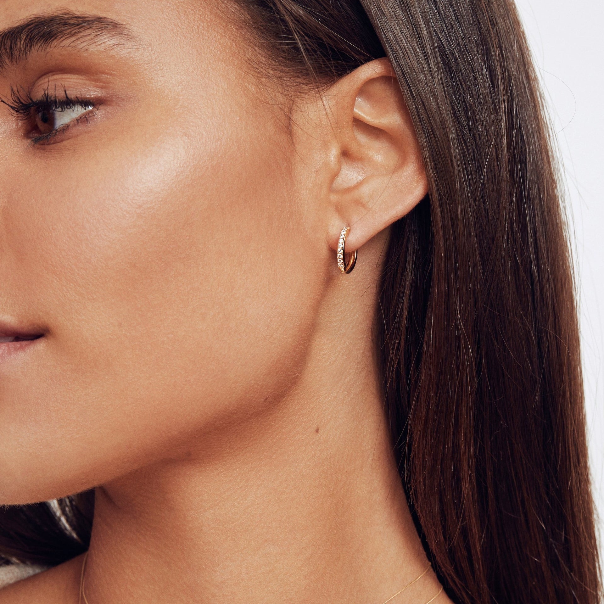 Solid White Gold Genuine Diamond Style Large Hoop Earrings