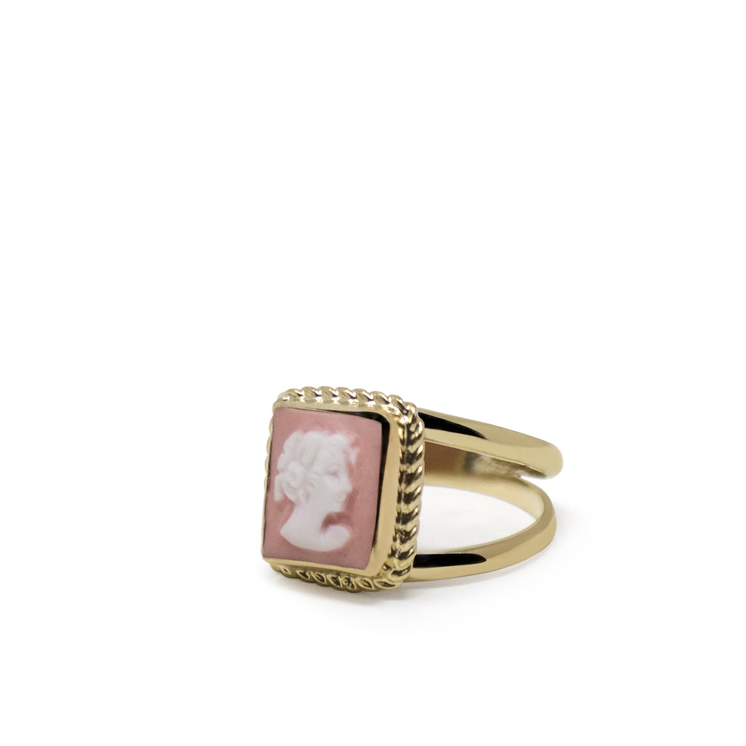 The Beloved Gold-Plated Pink Cameo Ring