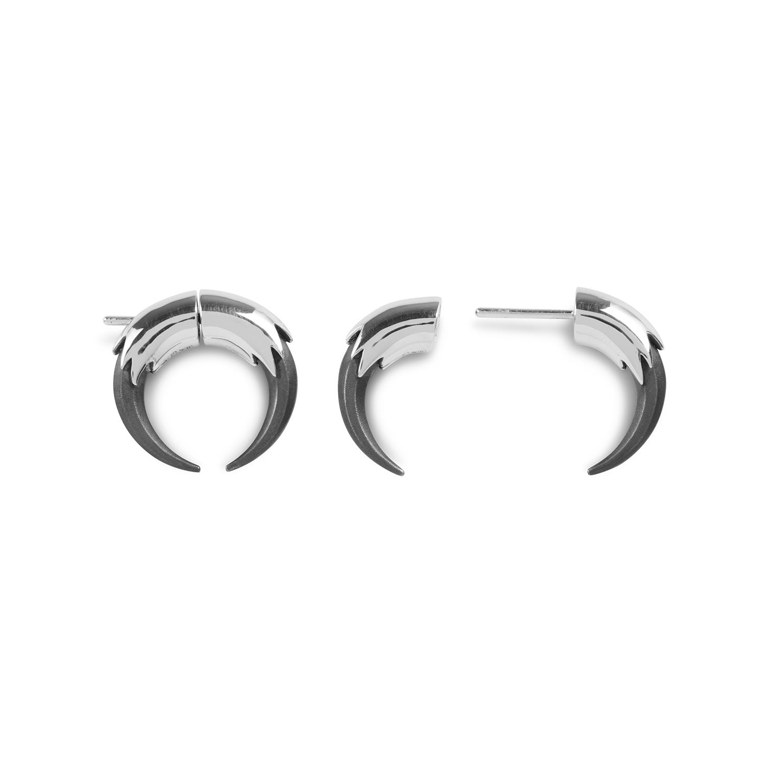 Claw Hoop Earrings Silver & Oxidised Silver