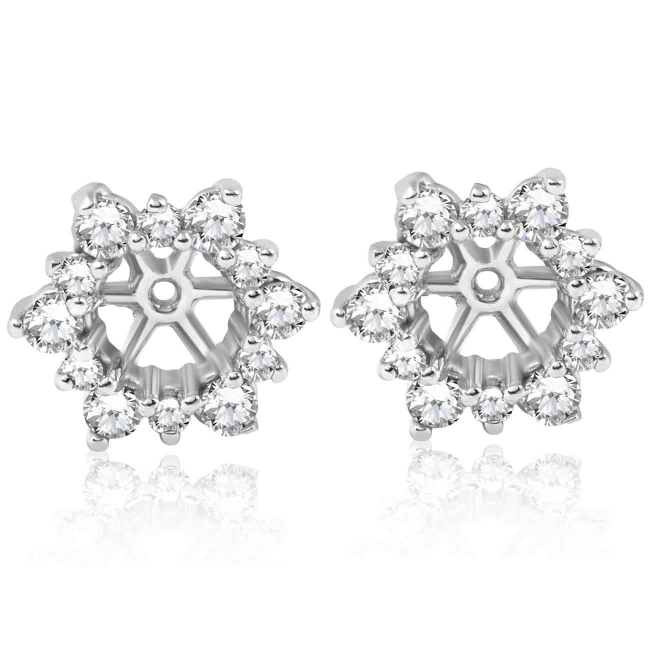 7/8 ct Diamond Earring Studs Jackets 14K White Gold (5.5-6mm)