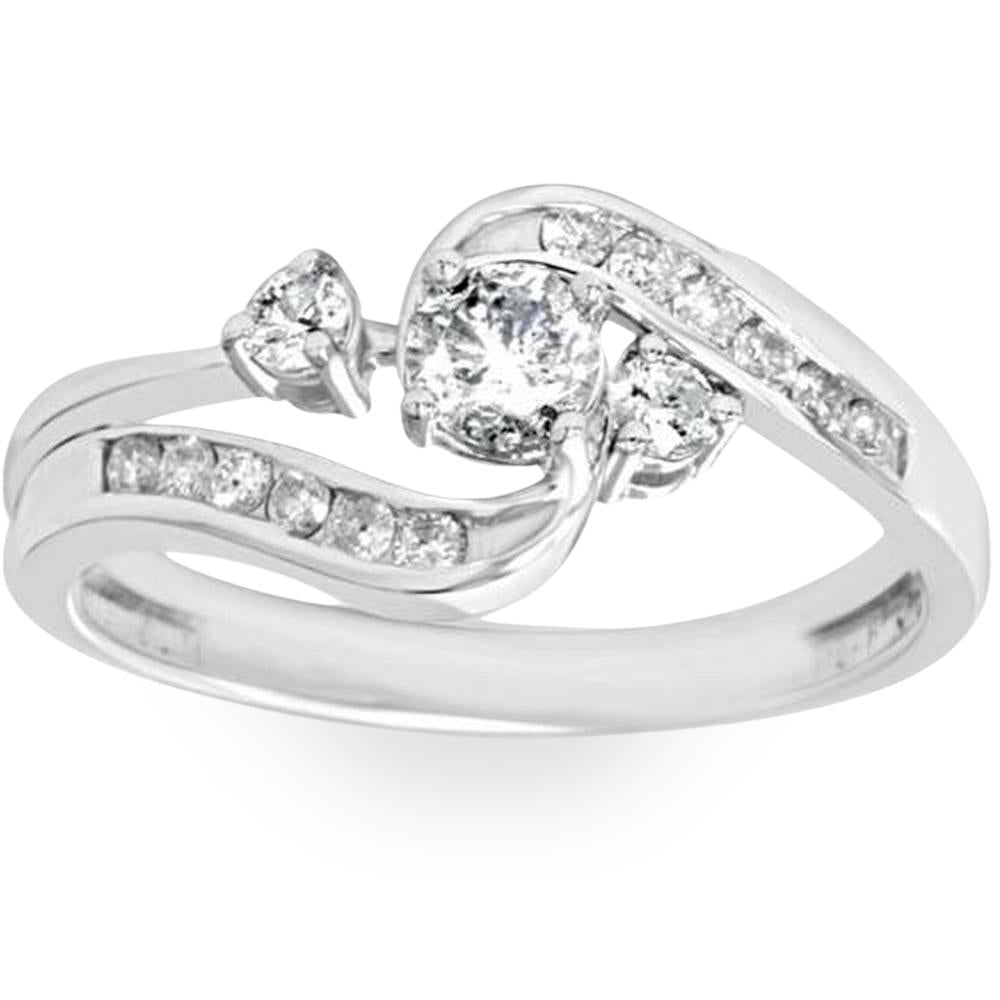 1/2 CT Twist Diamond Engagement Wedding Ring Set 14K White Gold