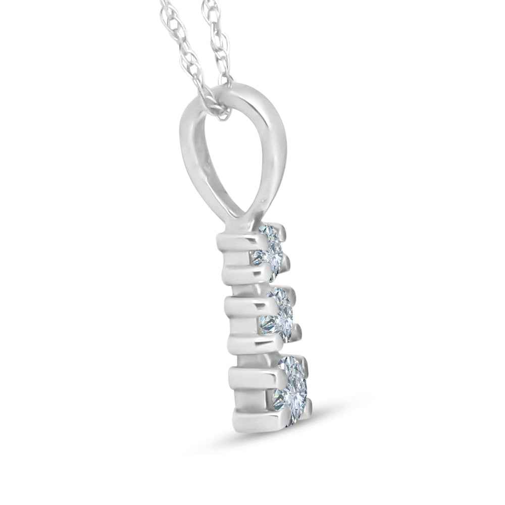 1/4 cttw Three Stone 3 Diamond White Gold Pendant Necklace