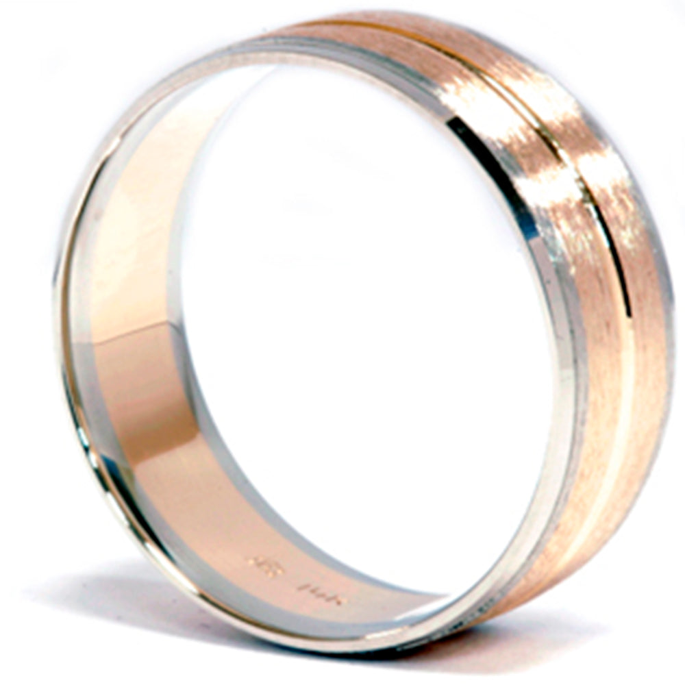 Channel Brushed Wedding Band 14K Gold