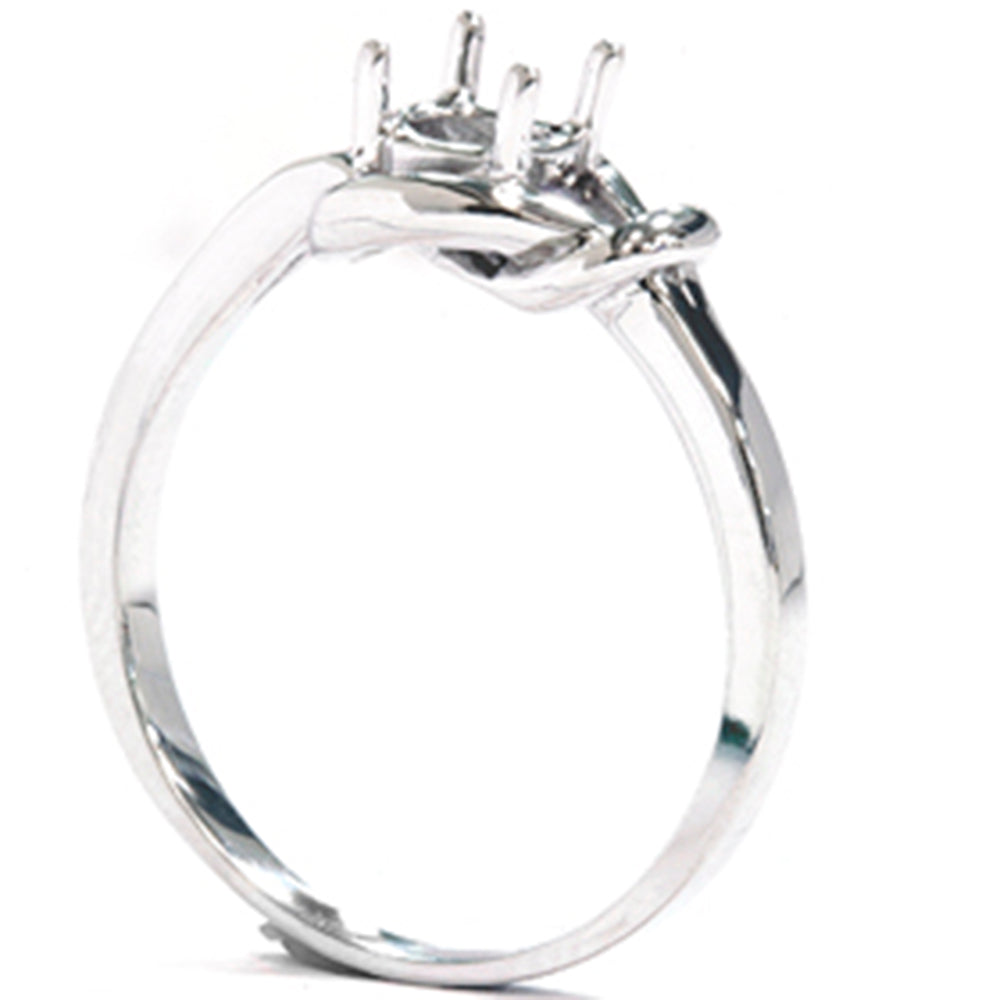 14K White Gold Knot Solitaire Engagement Ring Setting
