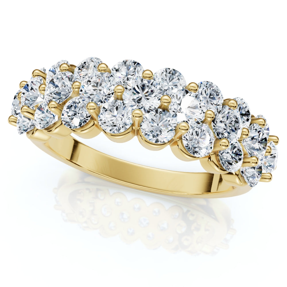 2ct Multi Row Diamond Anniversary Ring 14k Gold Lab Grown