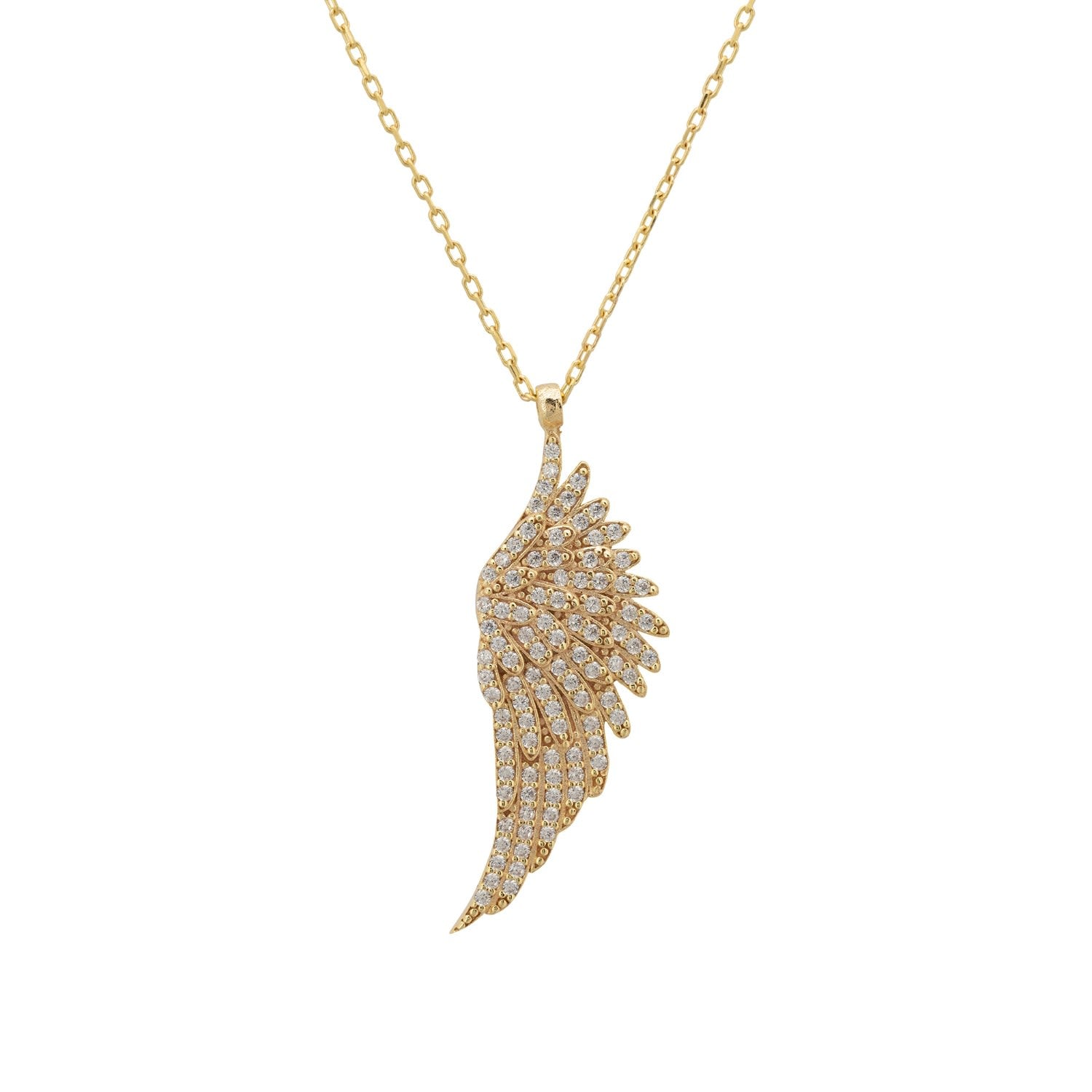 Large Angel Wing Necklace Gold