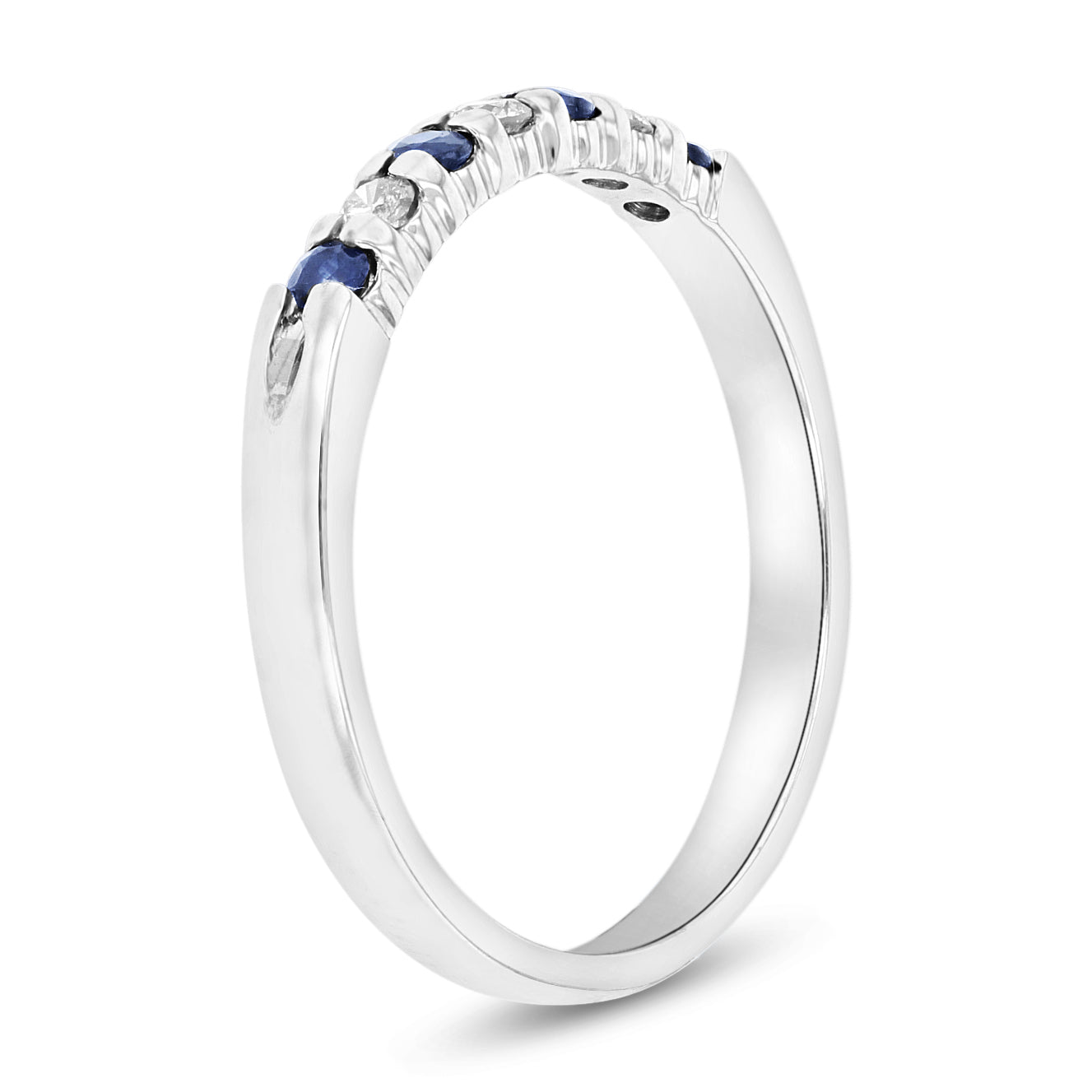 14K Gold Ring 0.27ct tw Round Diamonds and Sapphires Prong Set Band