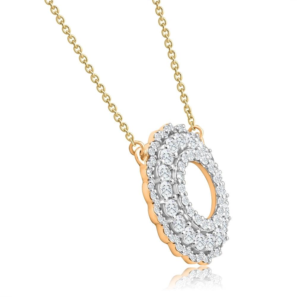 1Ct TW Diamond Circle Pendant Women's Lab Grown 18mm Wide 18' Necklace