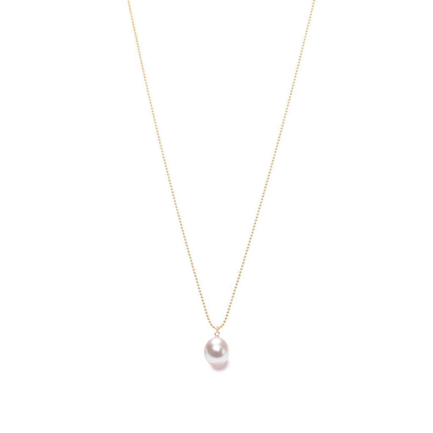 White Pearl Drop Pendant Gold Chain